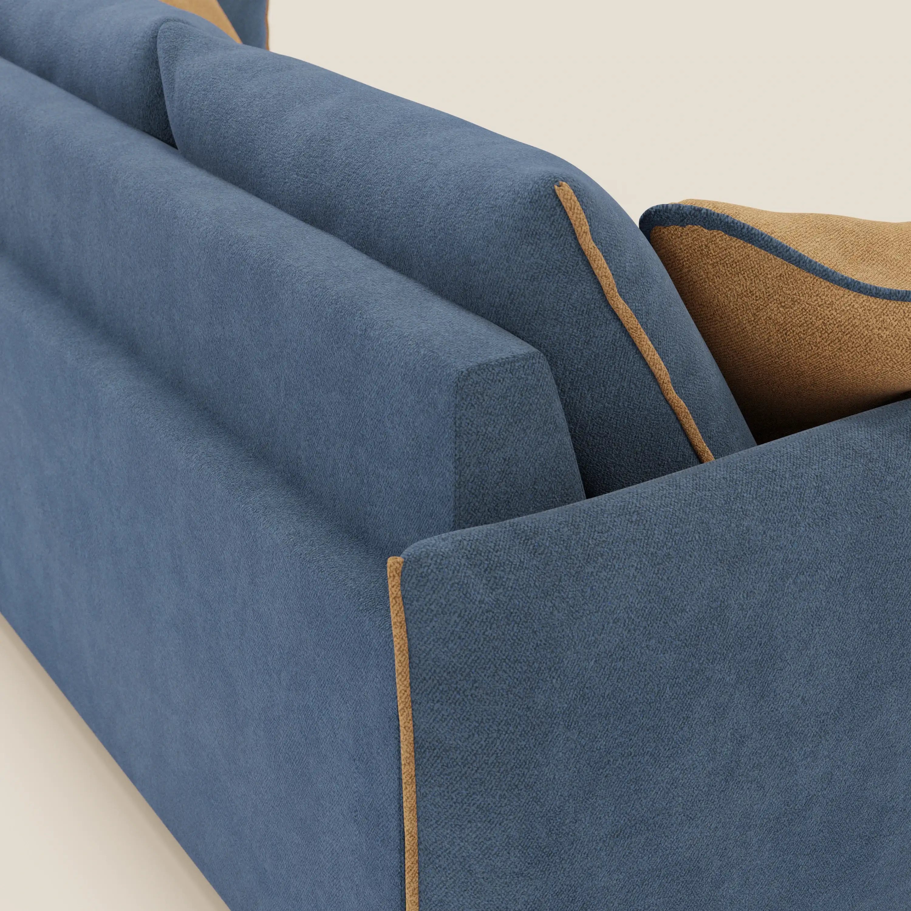 Flexar Canapé avec 3 assises coulissantes et dossier en duvet en bouclette douce et imperméable T07 Bleu - orange