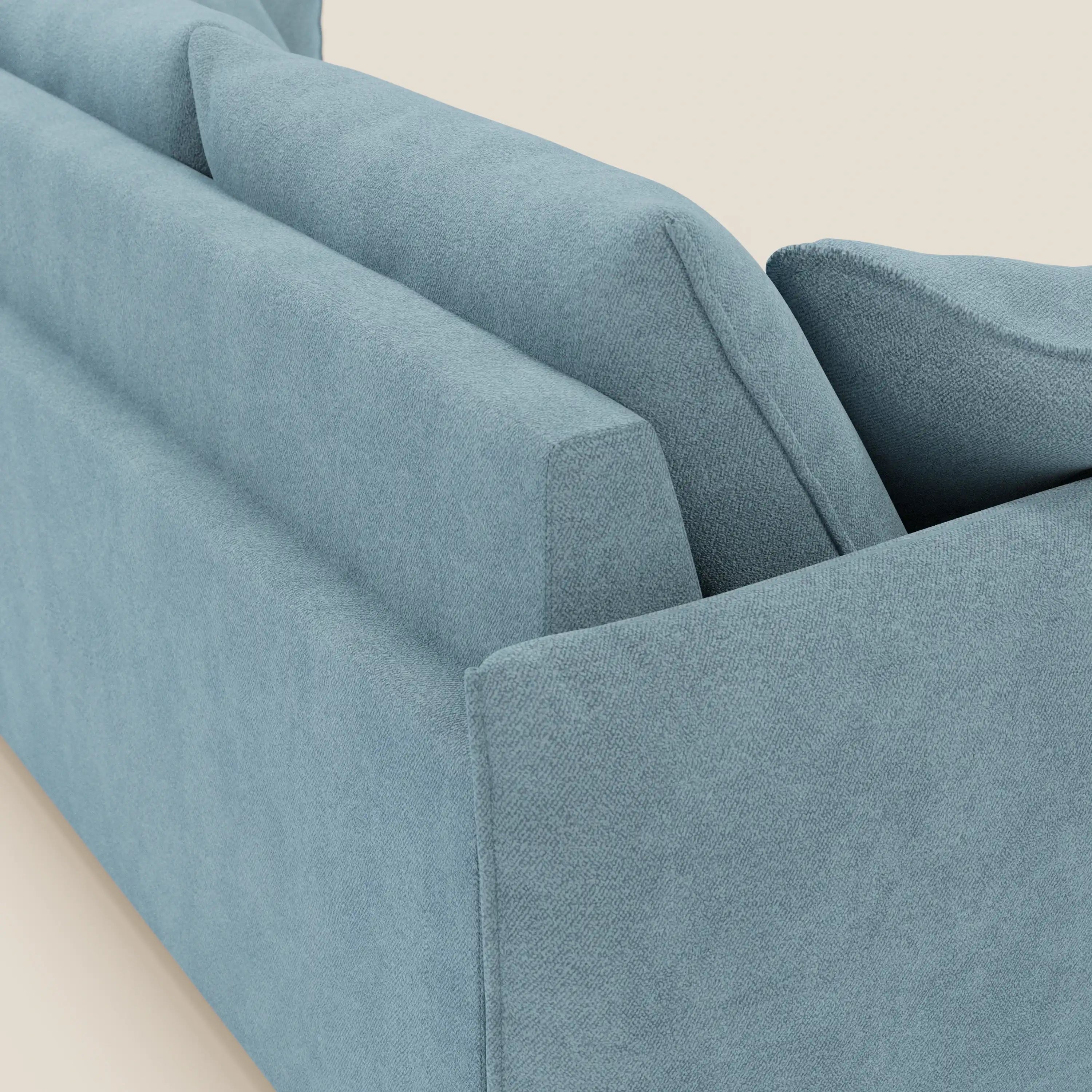 Flexar Canapé avec 3 assises coulissantes et dossier en duvet en bouclette douce et imperméable T07 Bleu pastel