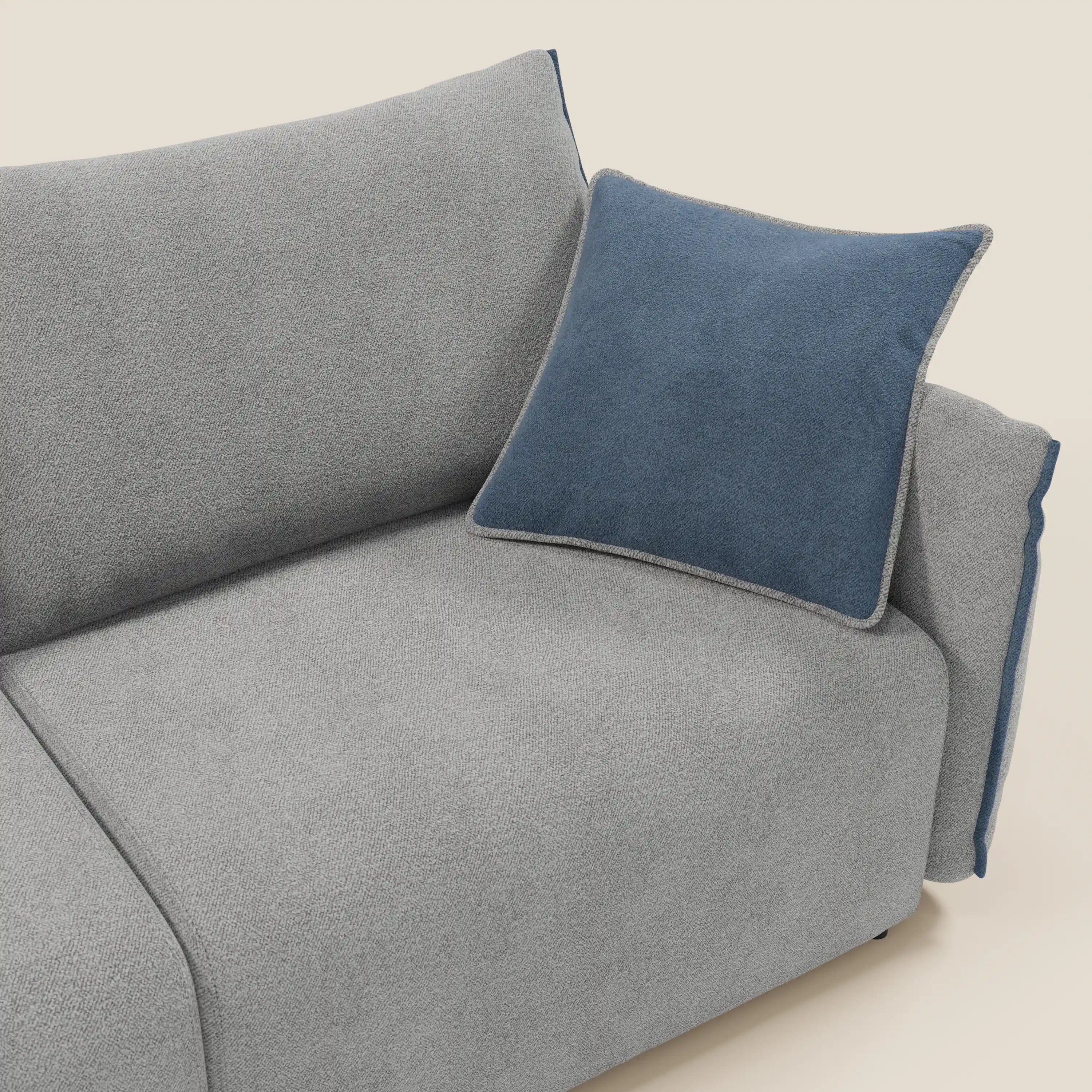 Flexar Canapé avec assises coulissantes et dossier en duvet en bouclette douce et imperméable T07 Gris - bleu