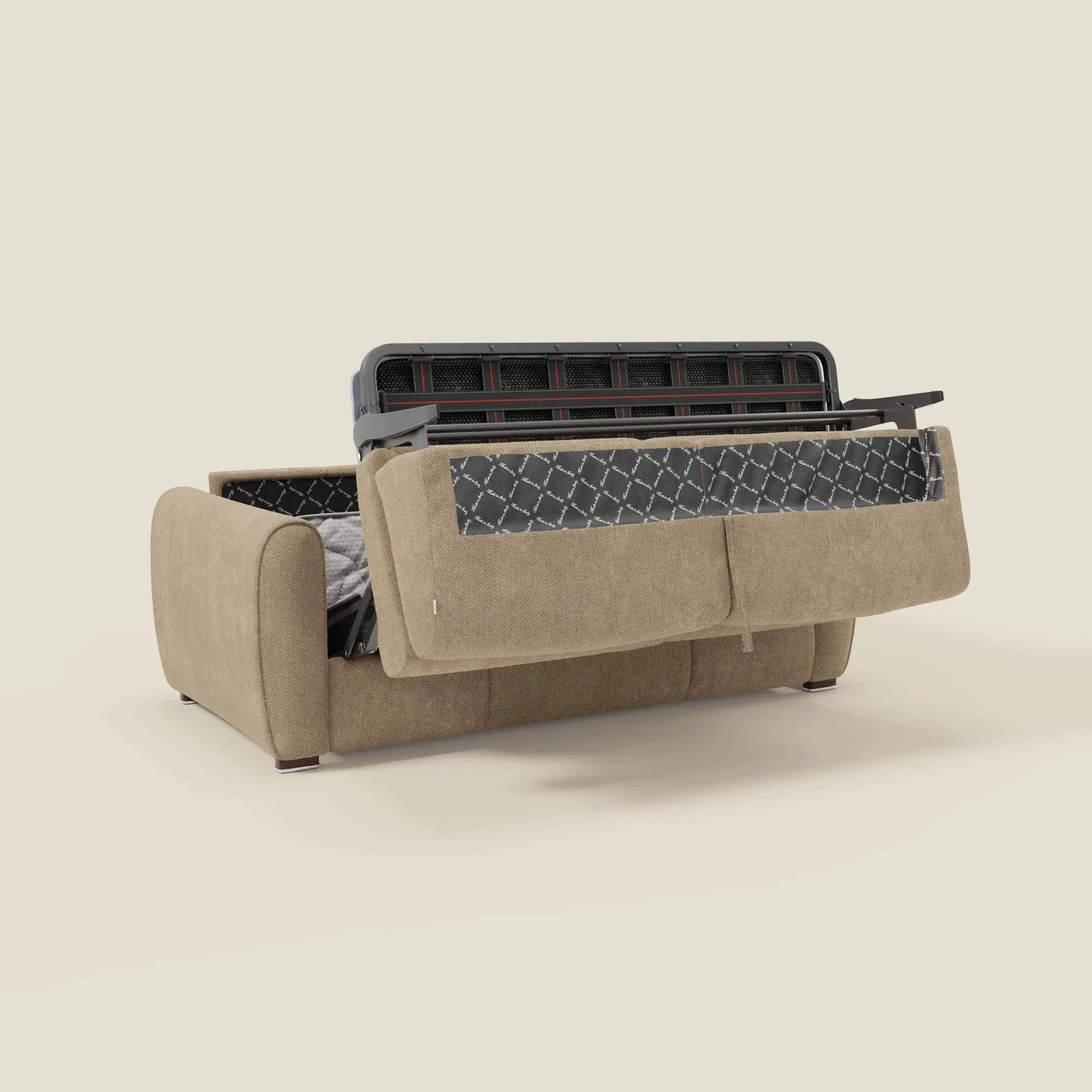 Kaleo Canapé convertible moderne avec matelas H17 cm - en tissu imperméable T26 beige