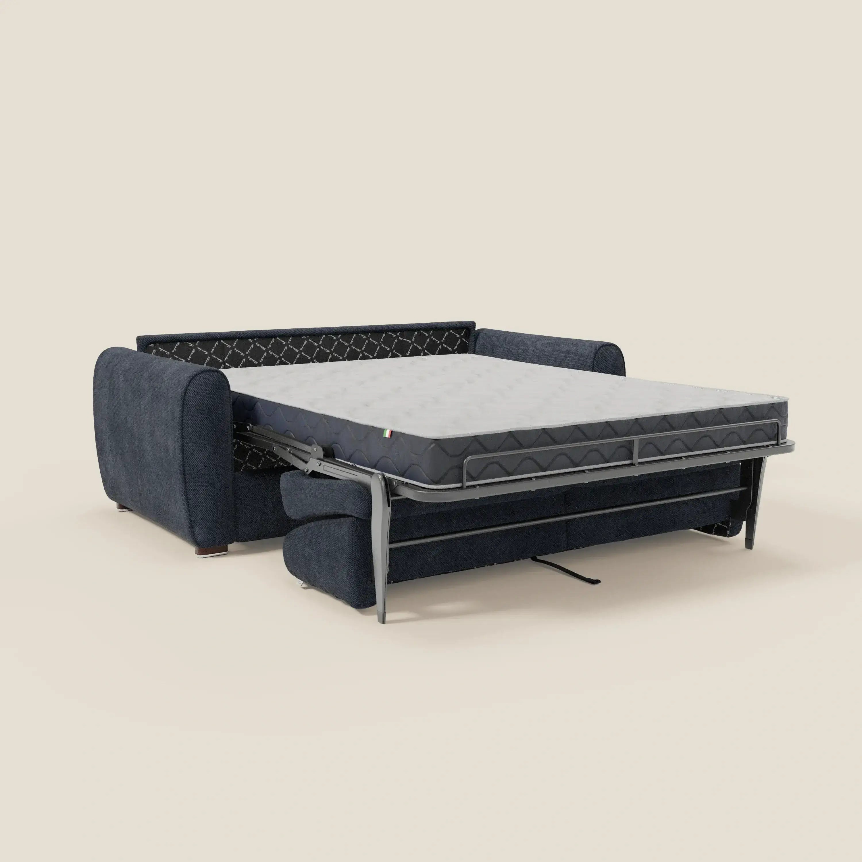 Kaleo Canapé convertible moderne avec matelas H17 cm - en tissu imperméable T26 bleu navy