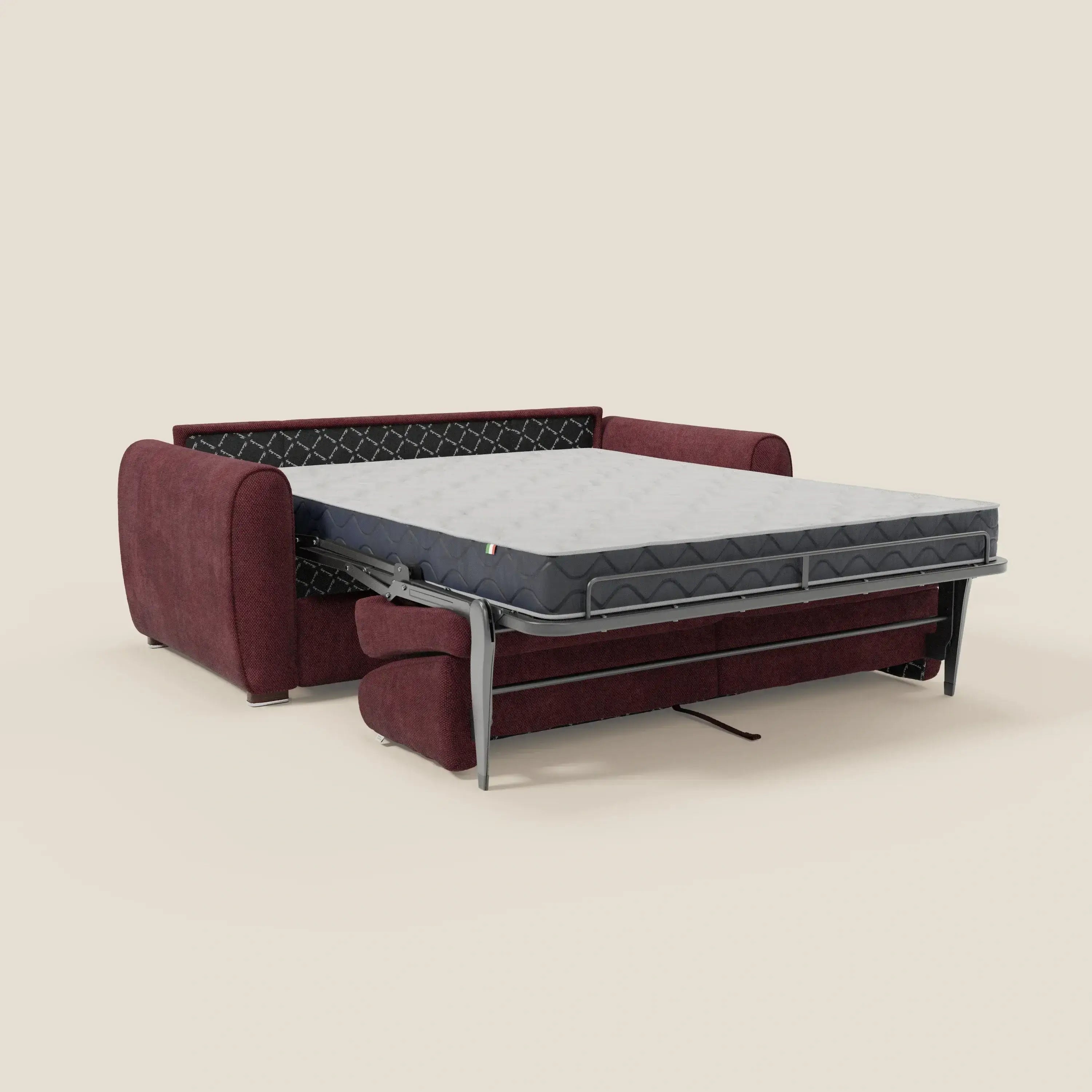 Kaleo Canapé convertible moderne avec matelas H17 cm - en tissu imperméable T26 bordeaux