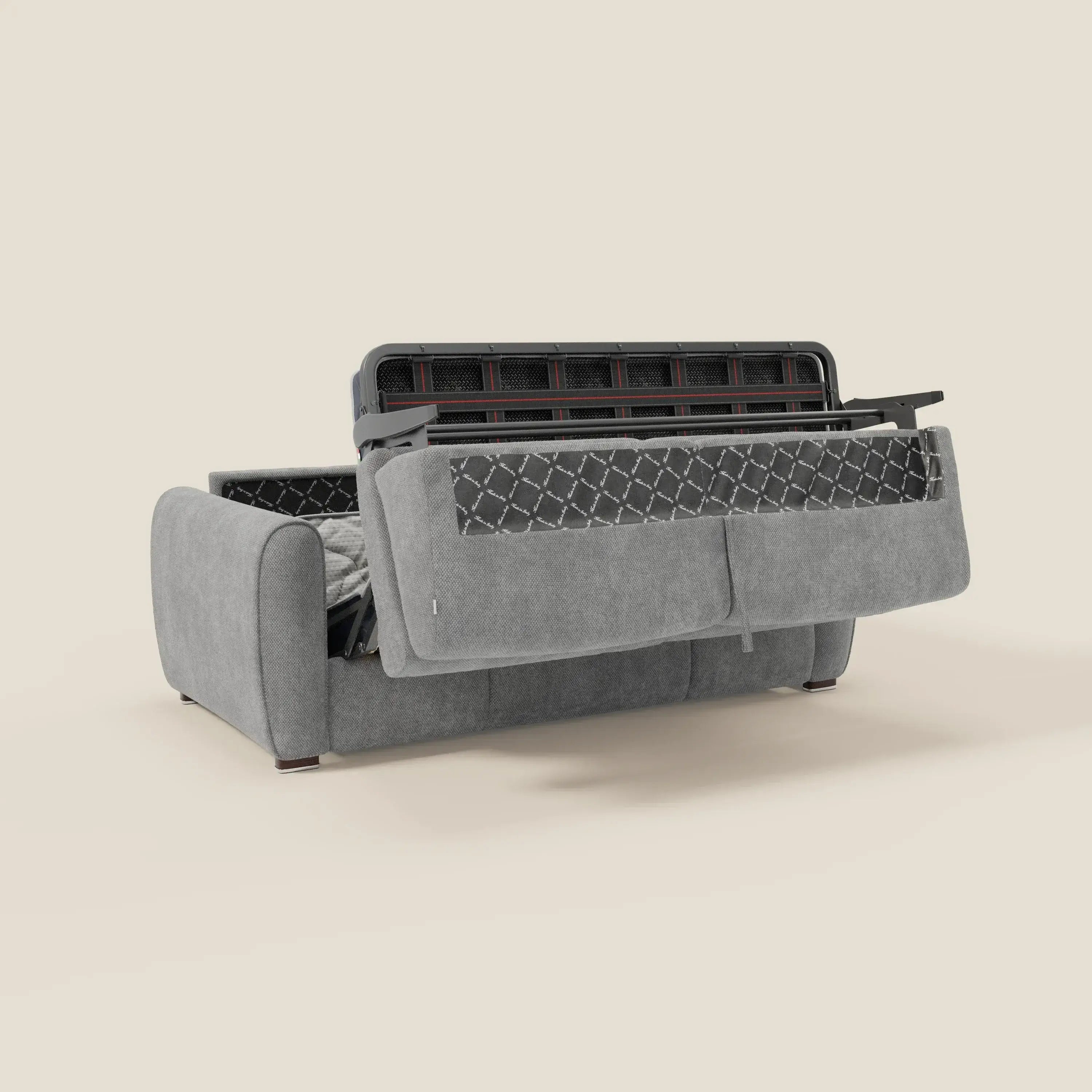 Kaleo Canapé convertible moderne avec matelas H17 cm - en tissu imperméable T26 gris