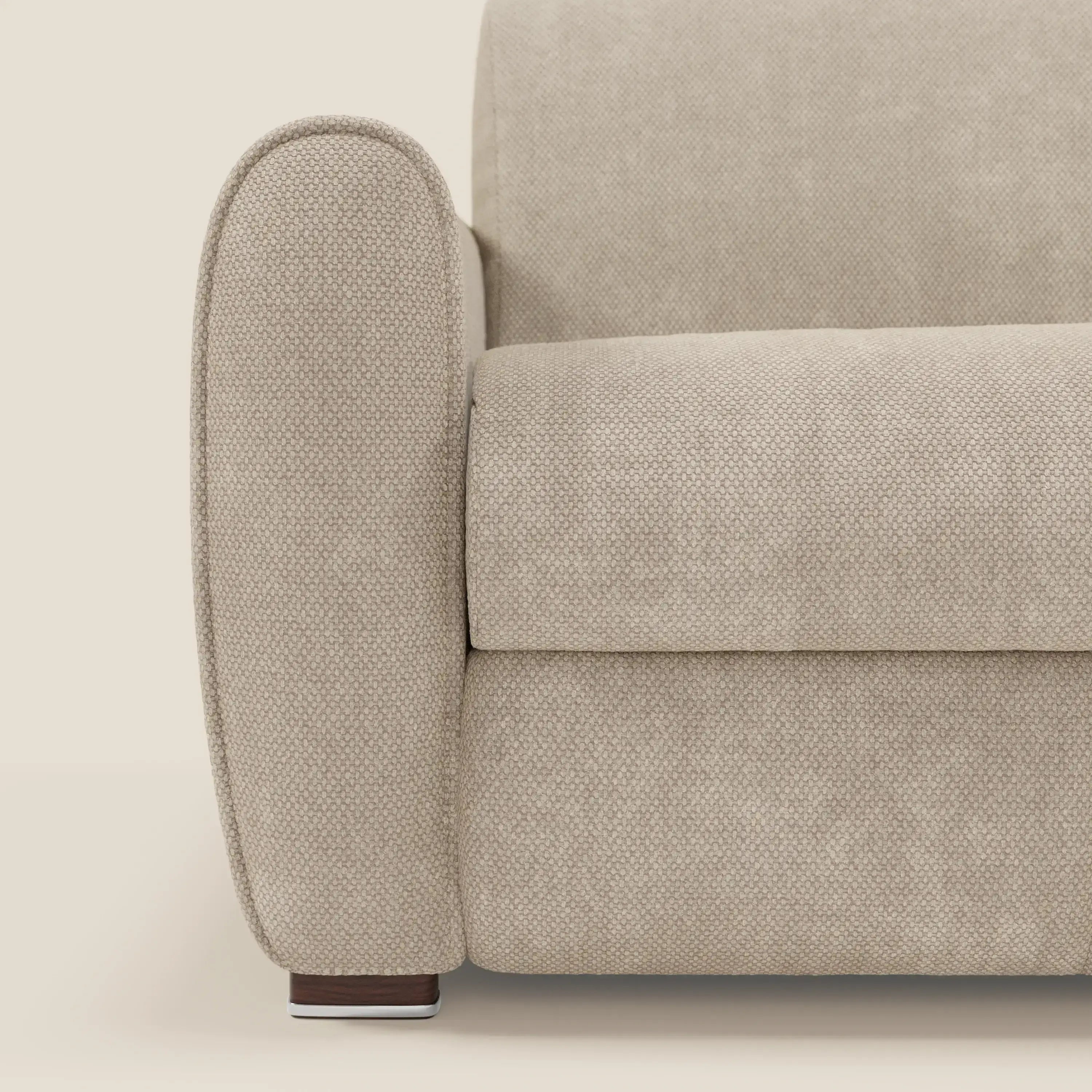 Kaleo Canapé convertible moderne avec matelas H17 cm - en tissu imperméable T26 crème