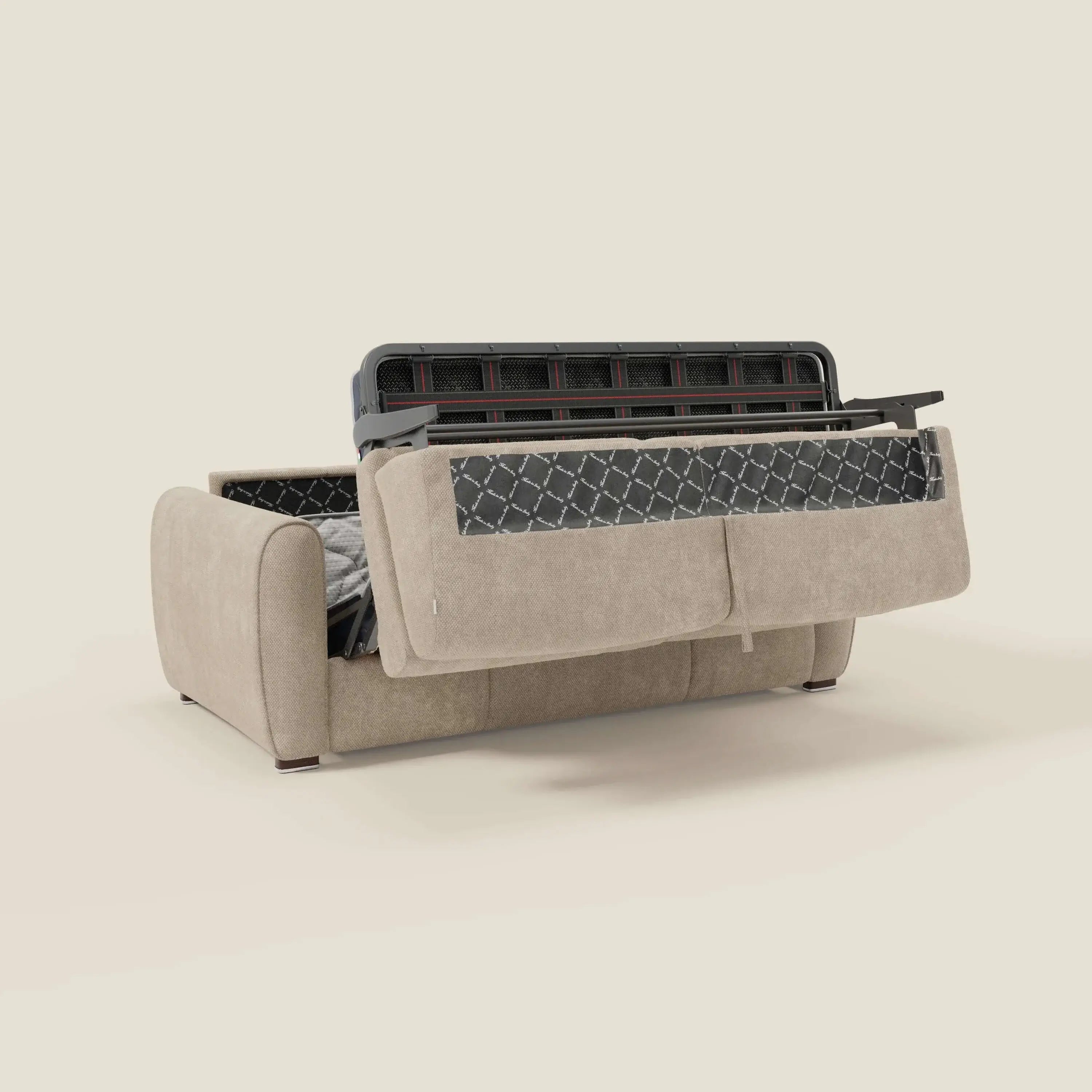 Kaleo Canapé convertible moderne avec matelas H17 cm - en tissu imperméable T26 crème