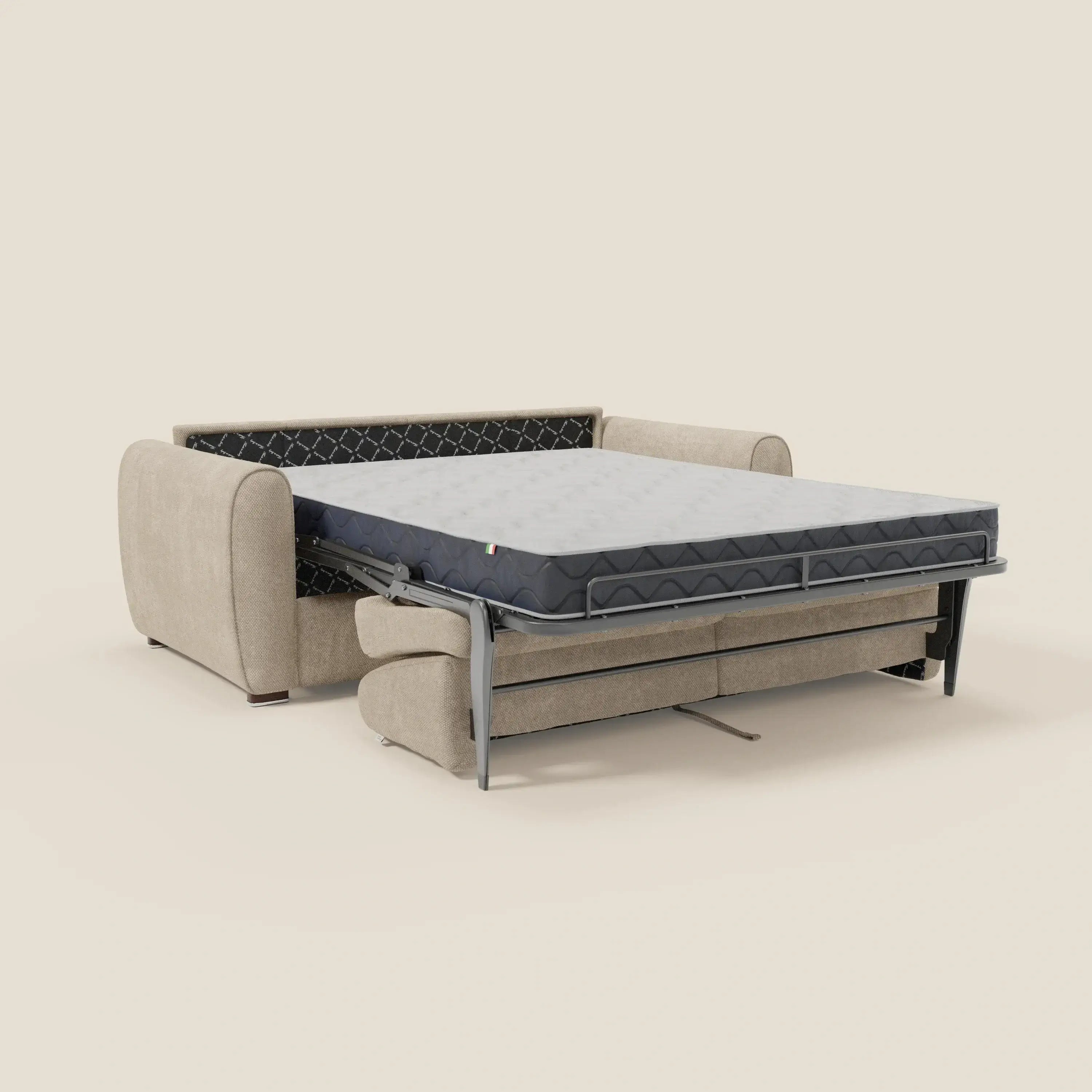 Kaleo Canapé convertible moderne avec matelas H17 cm - en tissu imperméable T26 crème