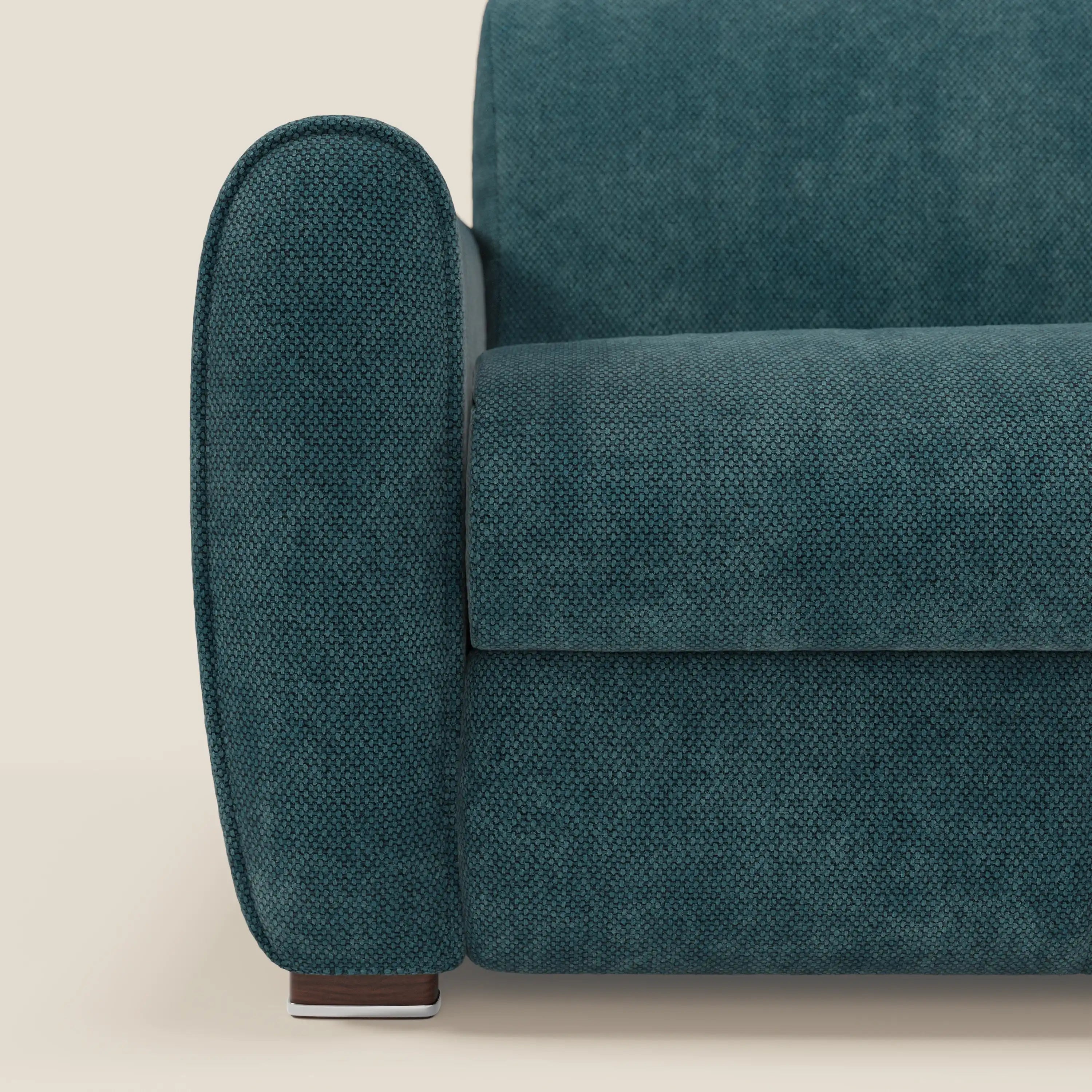 Kaleo Canapé convertible moderne avec matelas H17 cm - en tissu imperméable T26 bleu canard