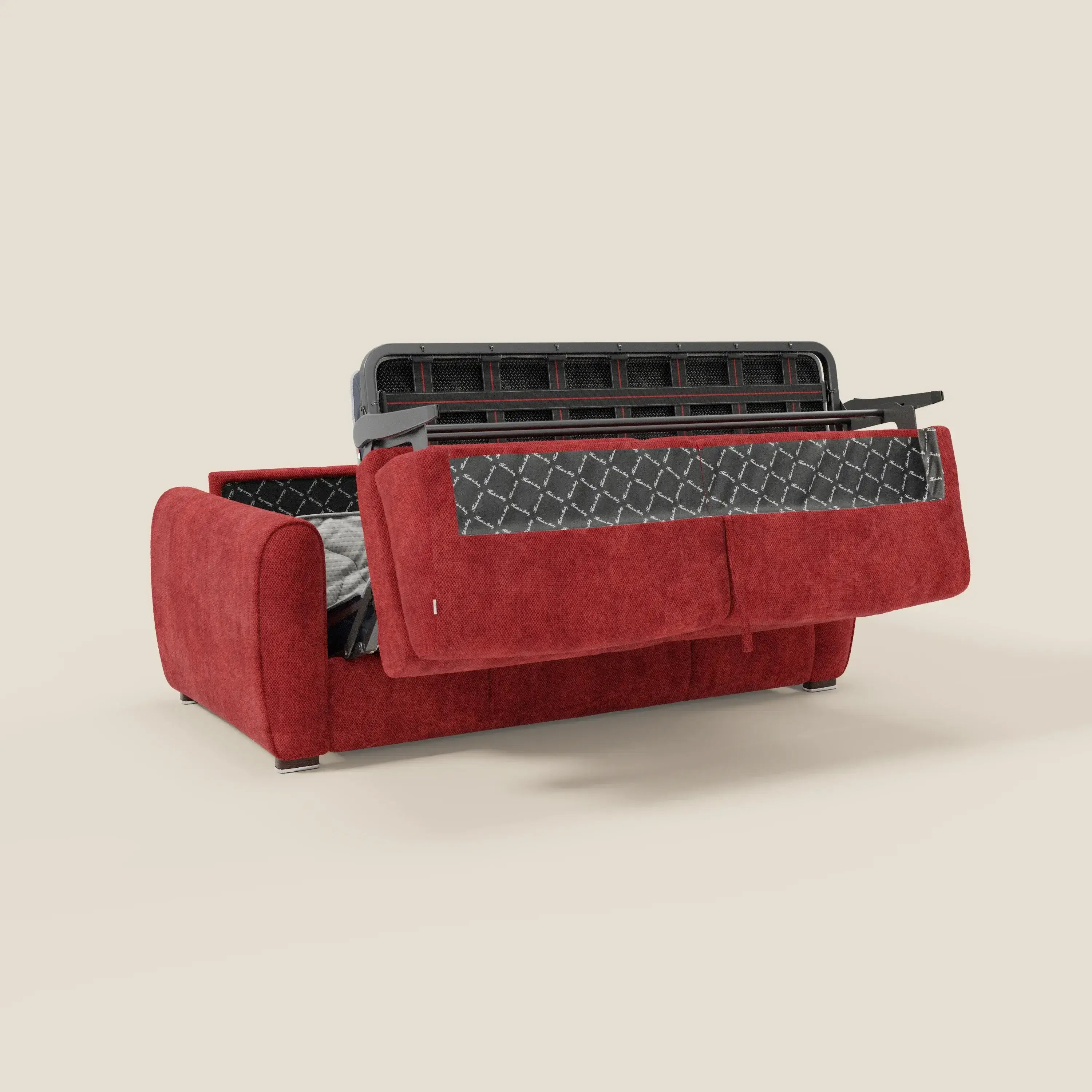 Kaleo Canapé convertible moderne avec matelas H17 cm - en tissu imperméable T26 rouge