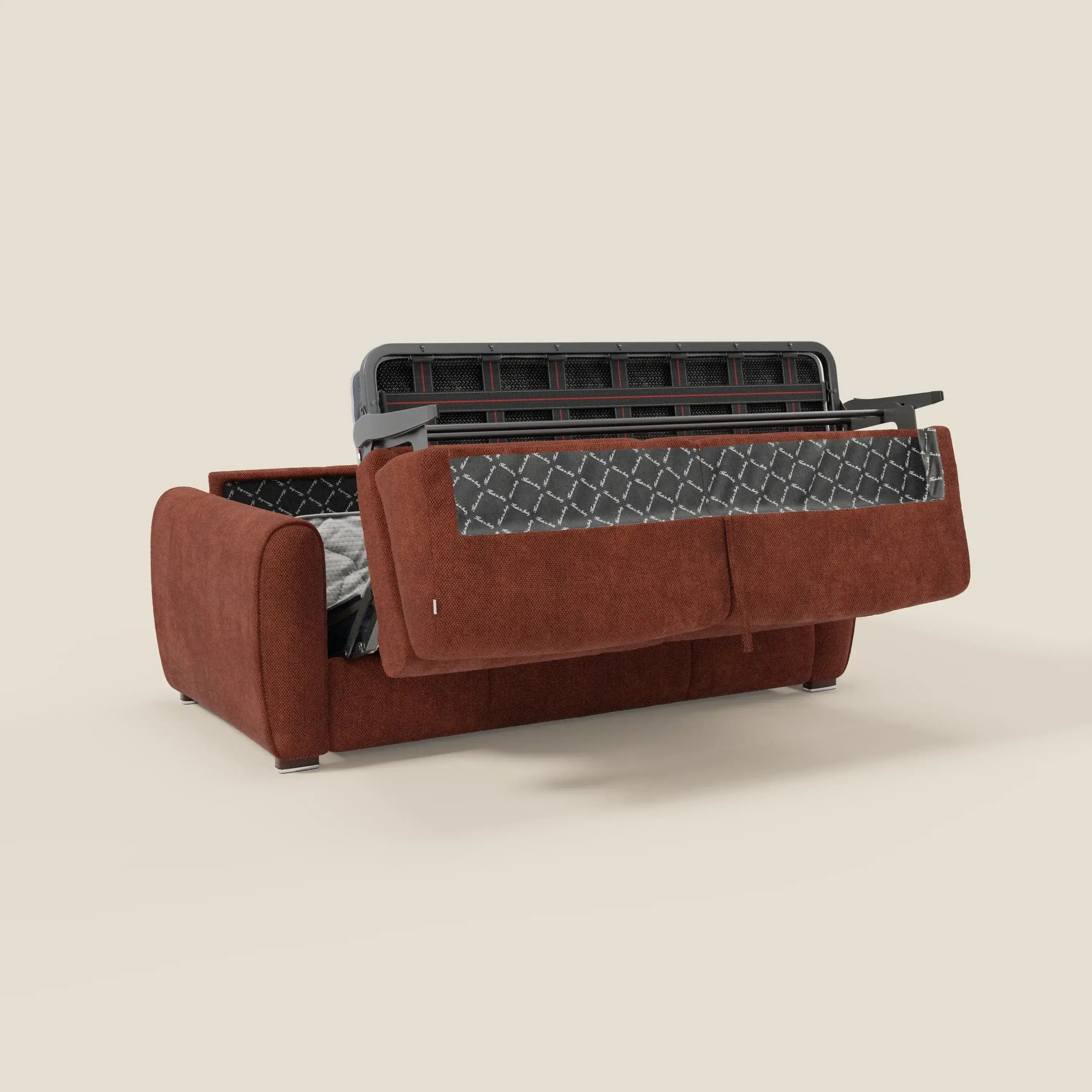 Kaleo Canapé convertible moderne avec matelas H17 cm - en tissu imperméable T26 orange rouille