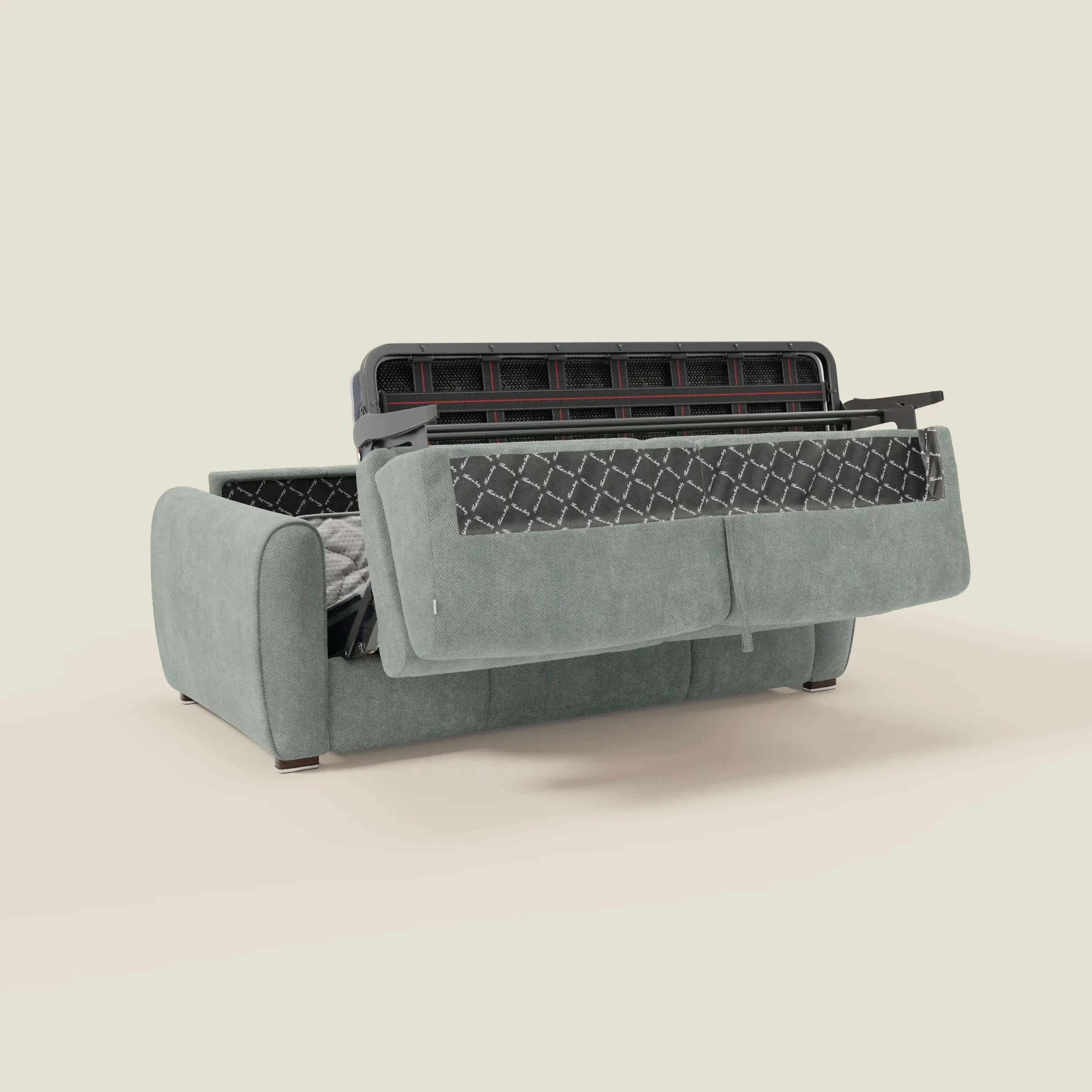 Kaleo Canapé convertible moderne avec matelas H17 cm - en tissu imperméable T26 vert aquamarine