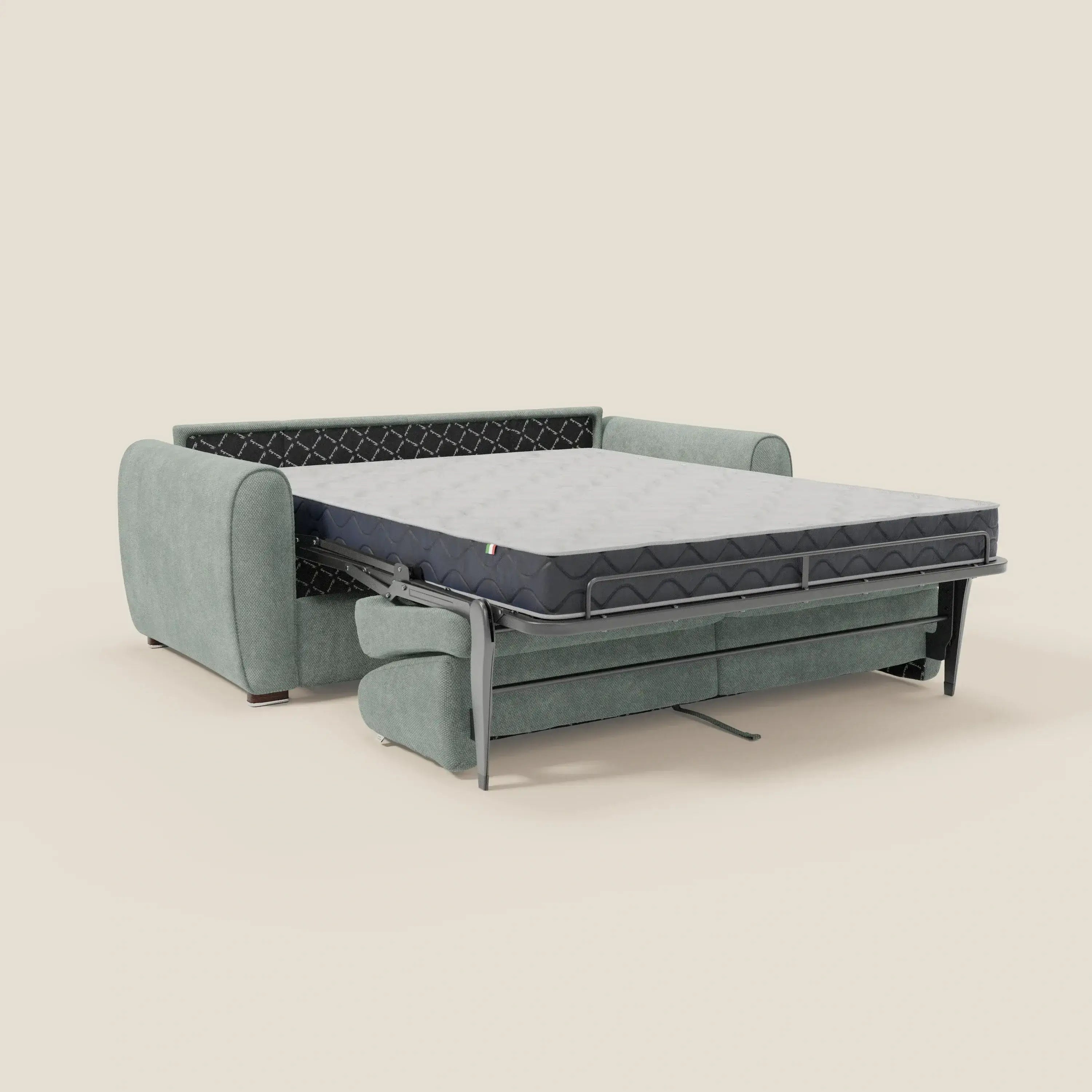 Kaleo Canapé convertible moderne avec matelas H17 cm - en tissu imperméable T26 vert aquamarine