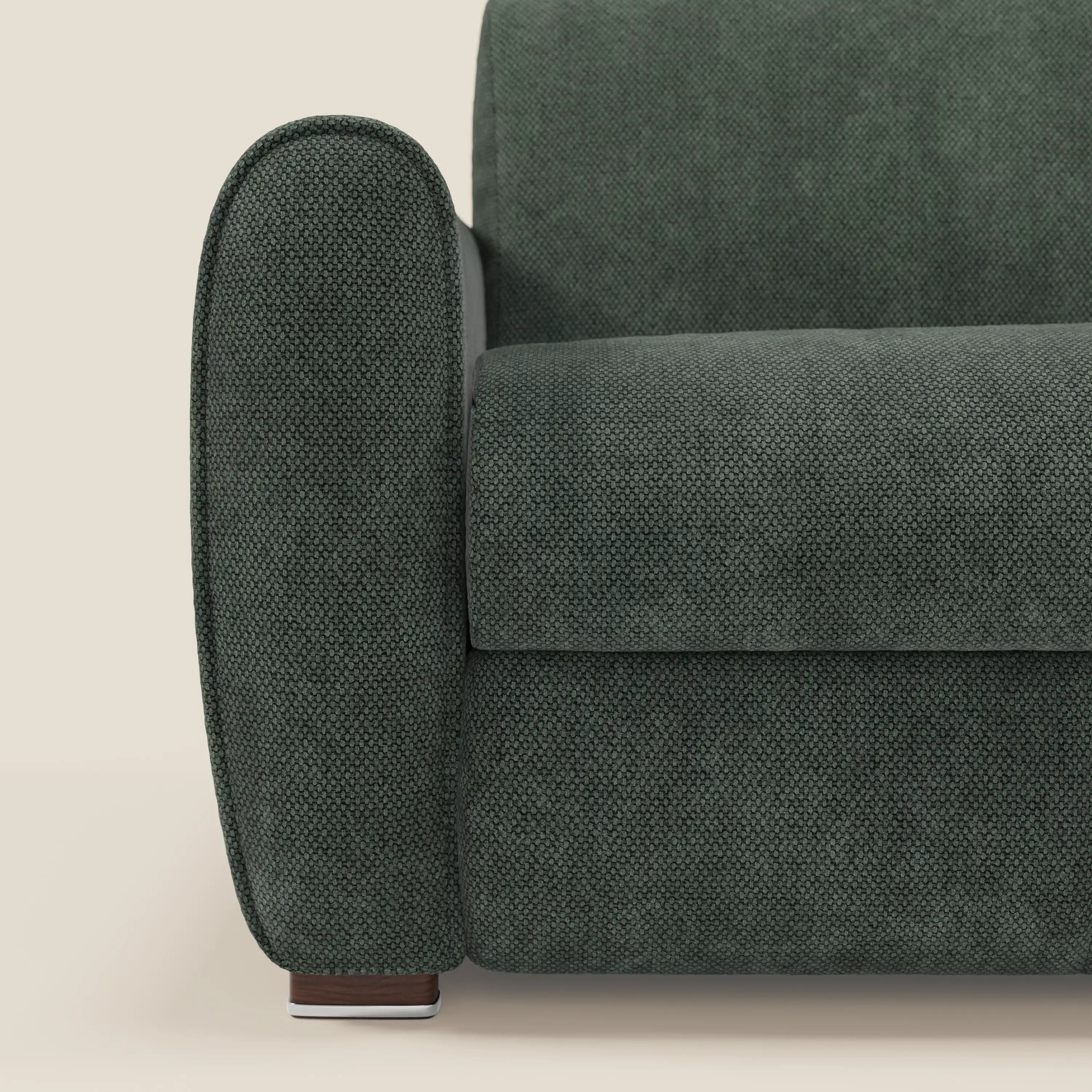 Kaleo Canapé convertible moderne avec matelas H17 cm - en tissu imperméable T26 vert olive