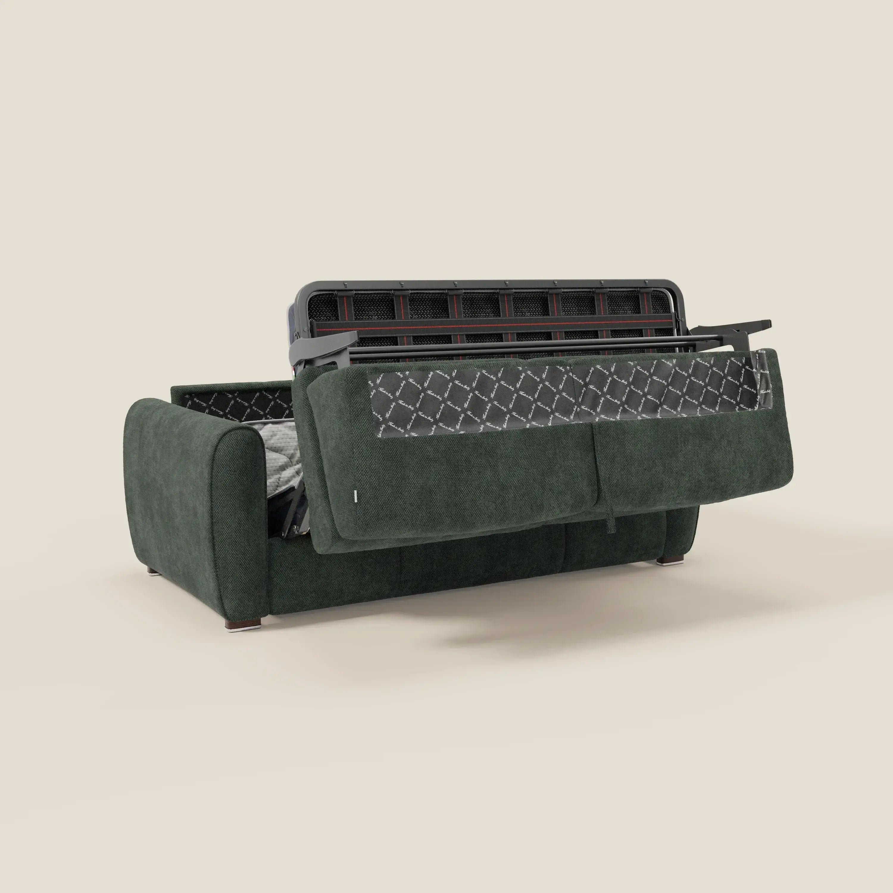 Kaleo Canapé convertible moderne avec matelas H17 cm - en tissu imperméable T26 vert olive