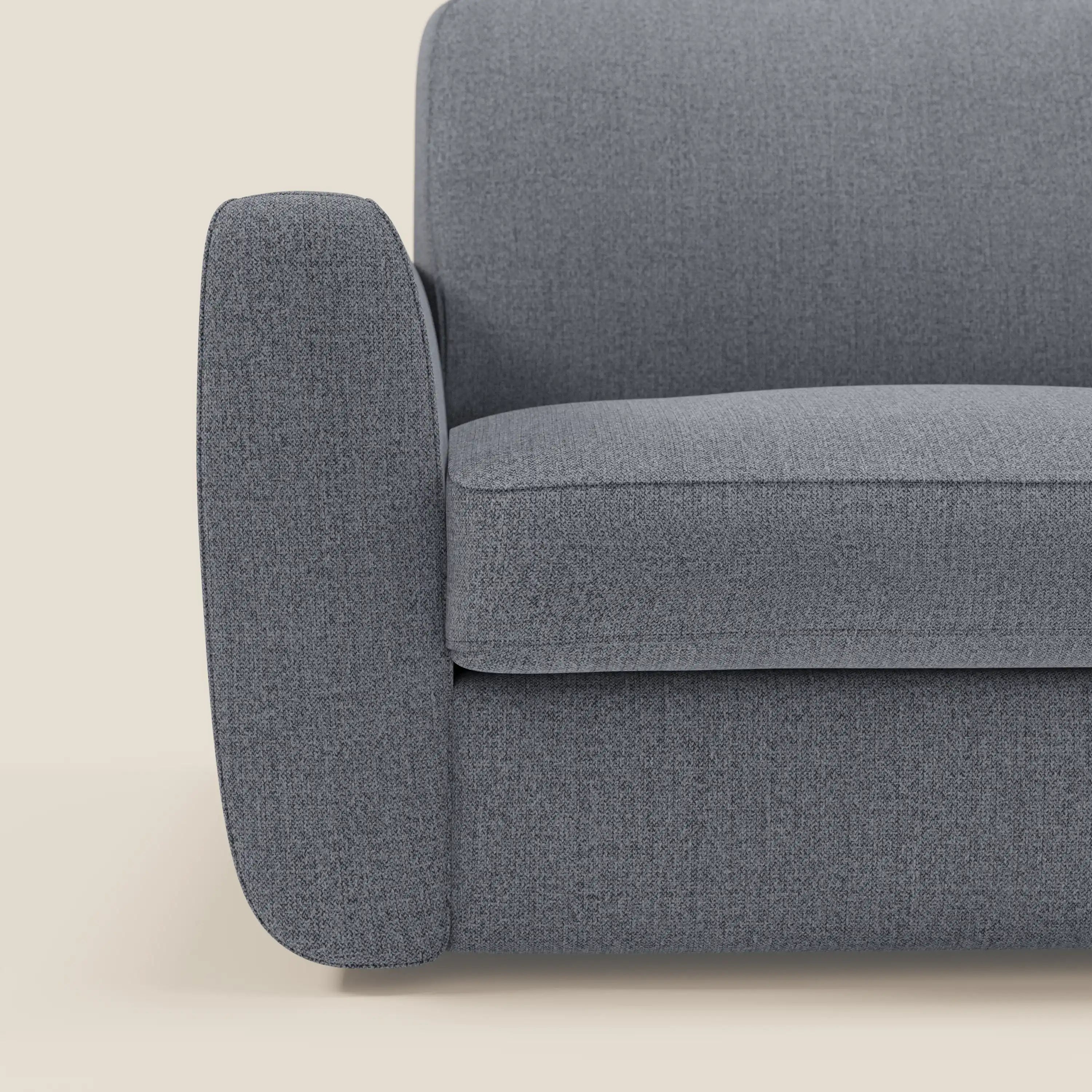 Leonida canapé convertible déhoussable et matelas H 18 cm - coffre à oreiller en tissu détachable T23 bleu graphite