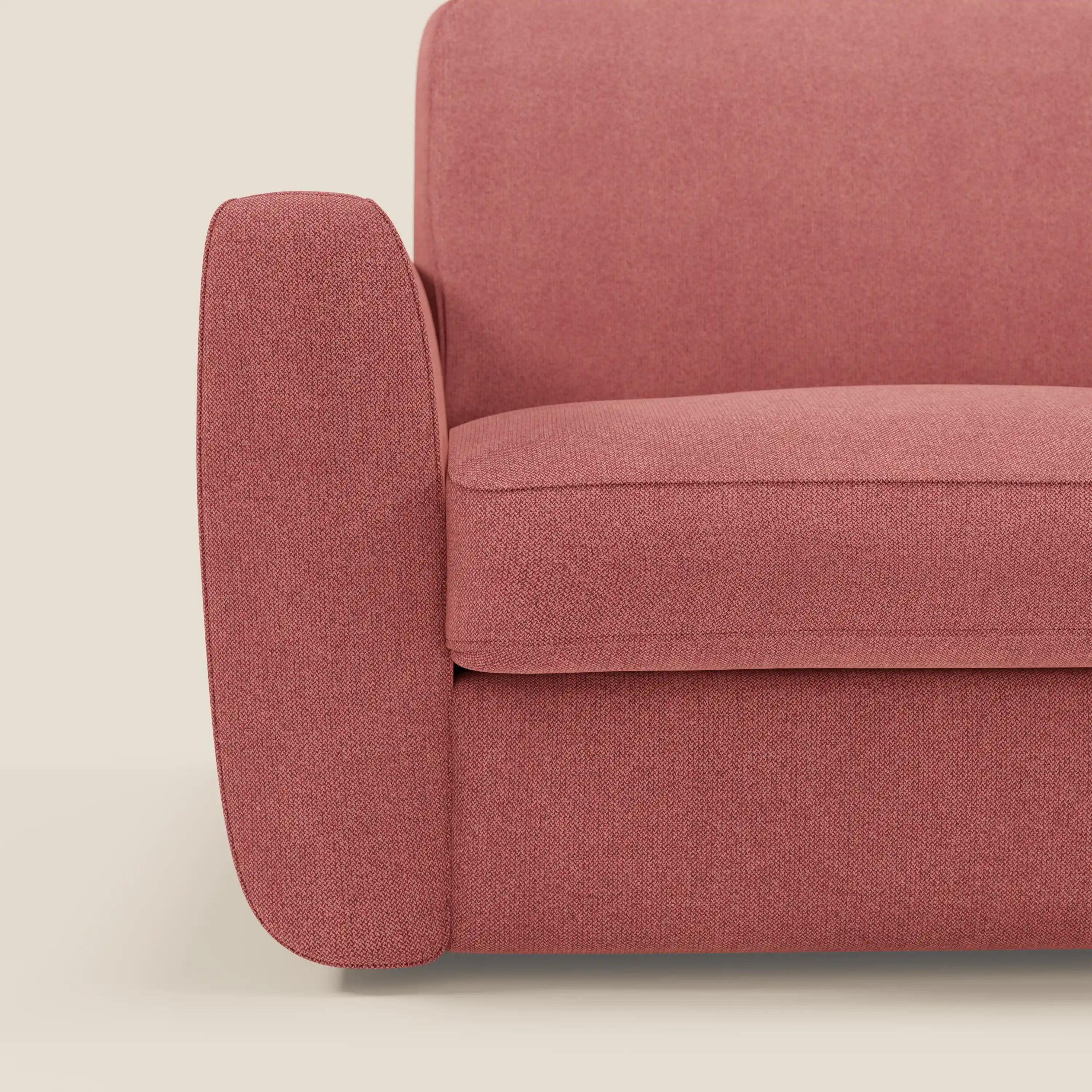 Leonida canapé convertible déhoussable et matelas H 18 cm - coffre à oreiller en tissu détachable T23 rouge