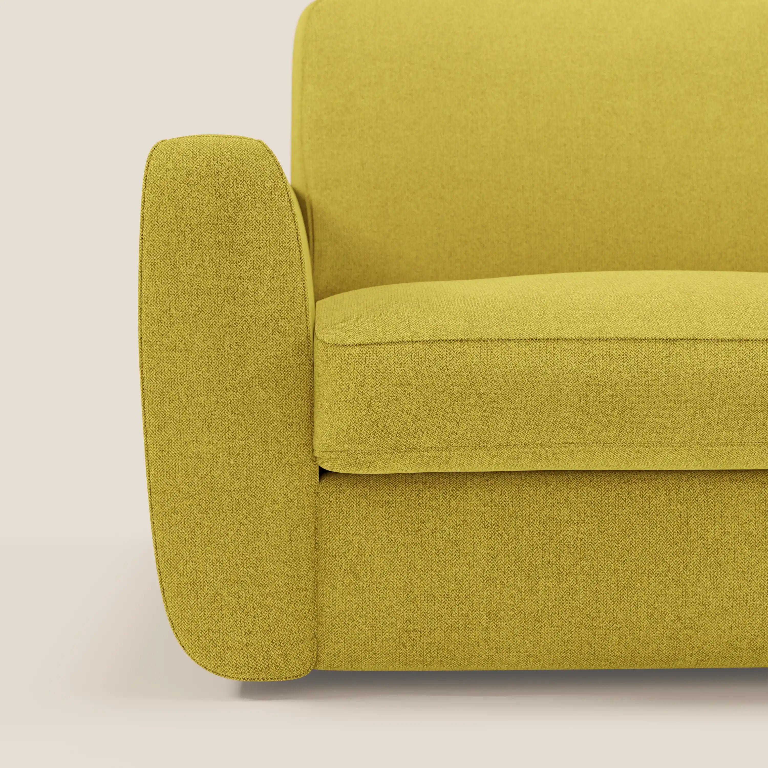 Leonida canapé convertible déhoussable et matelas H 18 cm - coffre à oreiller en tissu détachable T23 jaune soleil