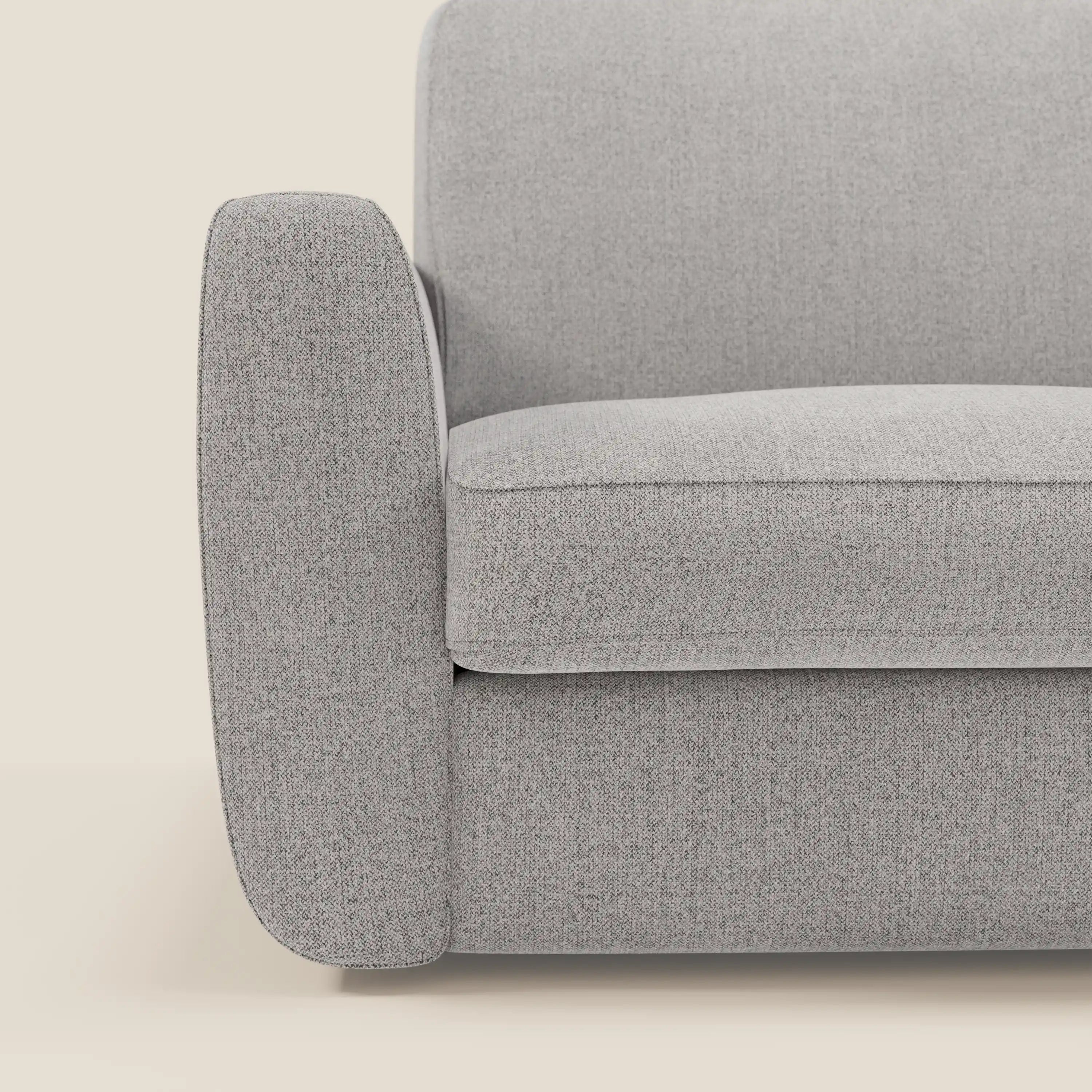 Leonida canapé convertible déhoussable et matelas H 18 cm - coffre à oreiller en tissu détachable T23 gris