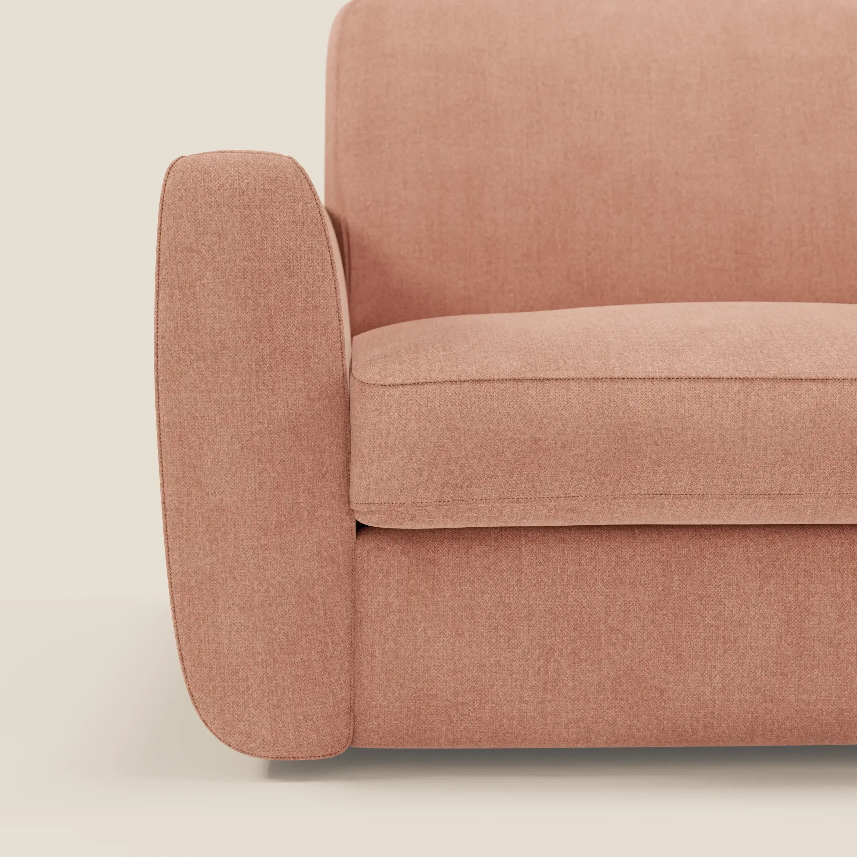 Leonida canapé convertible déhoussable et matelas H 18 cm - coffre à oreiller en tissu détachable T23 pêche