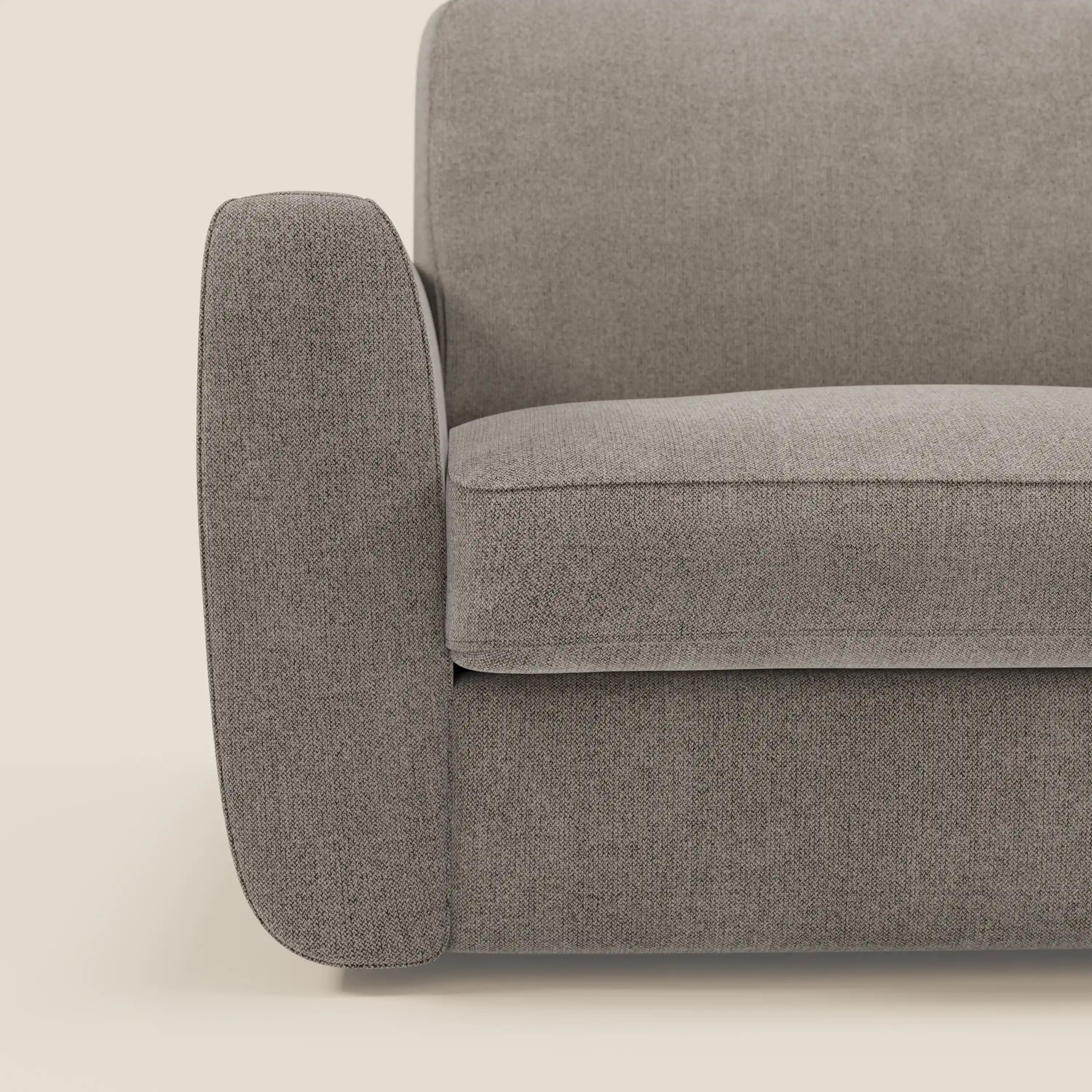 Leonida canapé convertible déhoussable et matelas H 18 cm - coffre à oreiller en tissu détachable T23 taupe