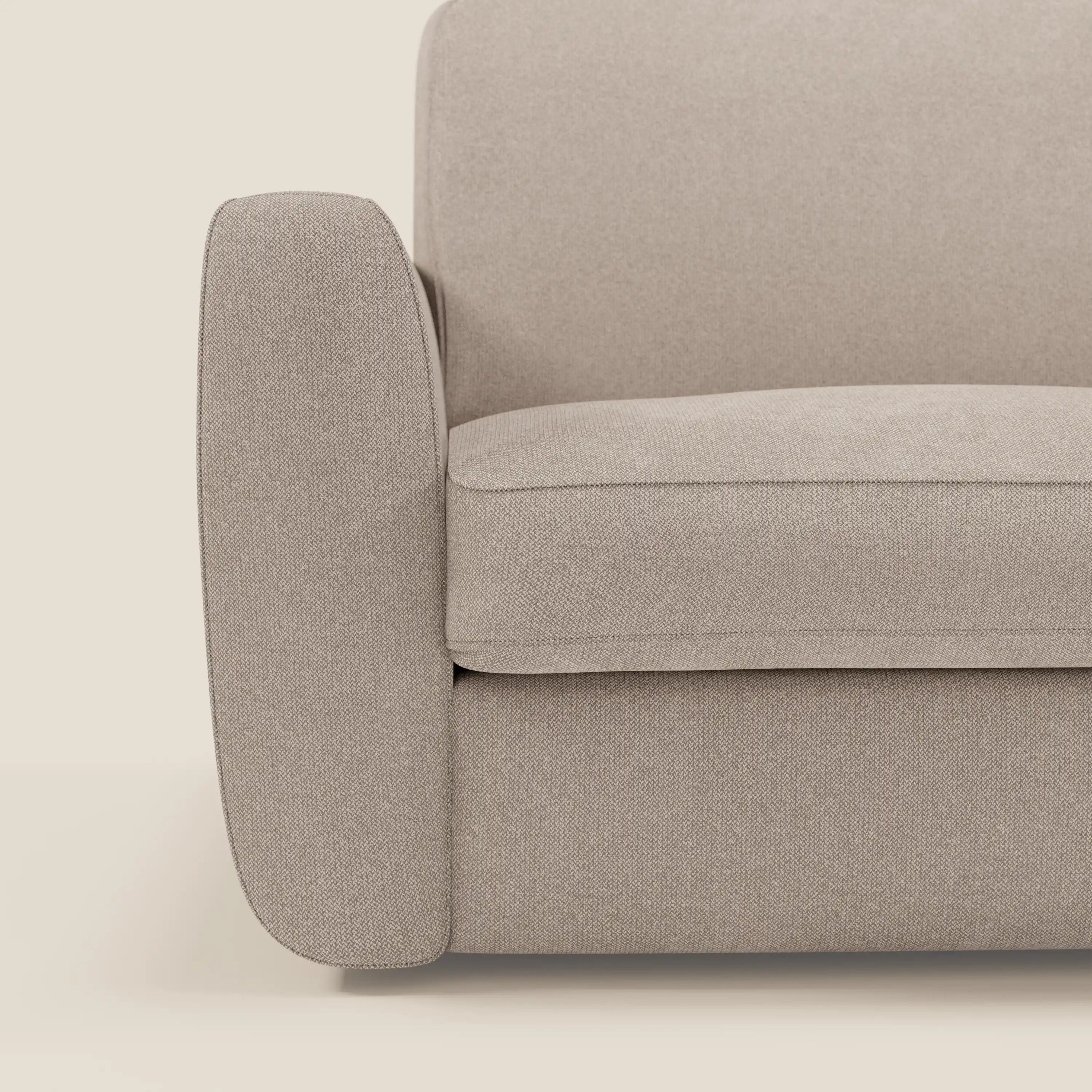 Leonida canapé convertible déhoussable et matelas H 18 cm - coffre à oreiller en tissu détachable T23 taupe