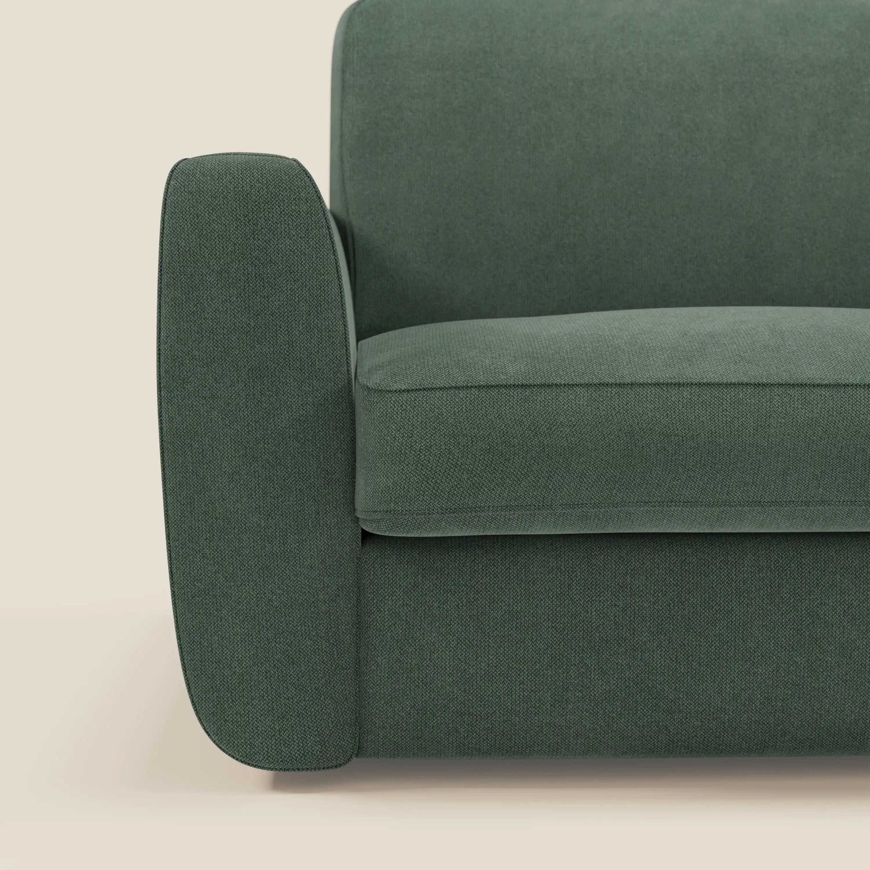 Leonida canapé convertible déhoussable et matelas H 18 cm - coffre à oreiller en tissu détachable T23 vert