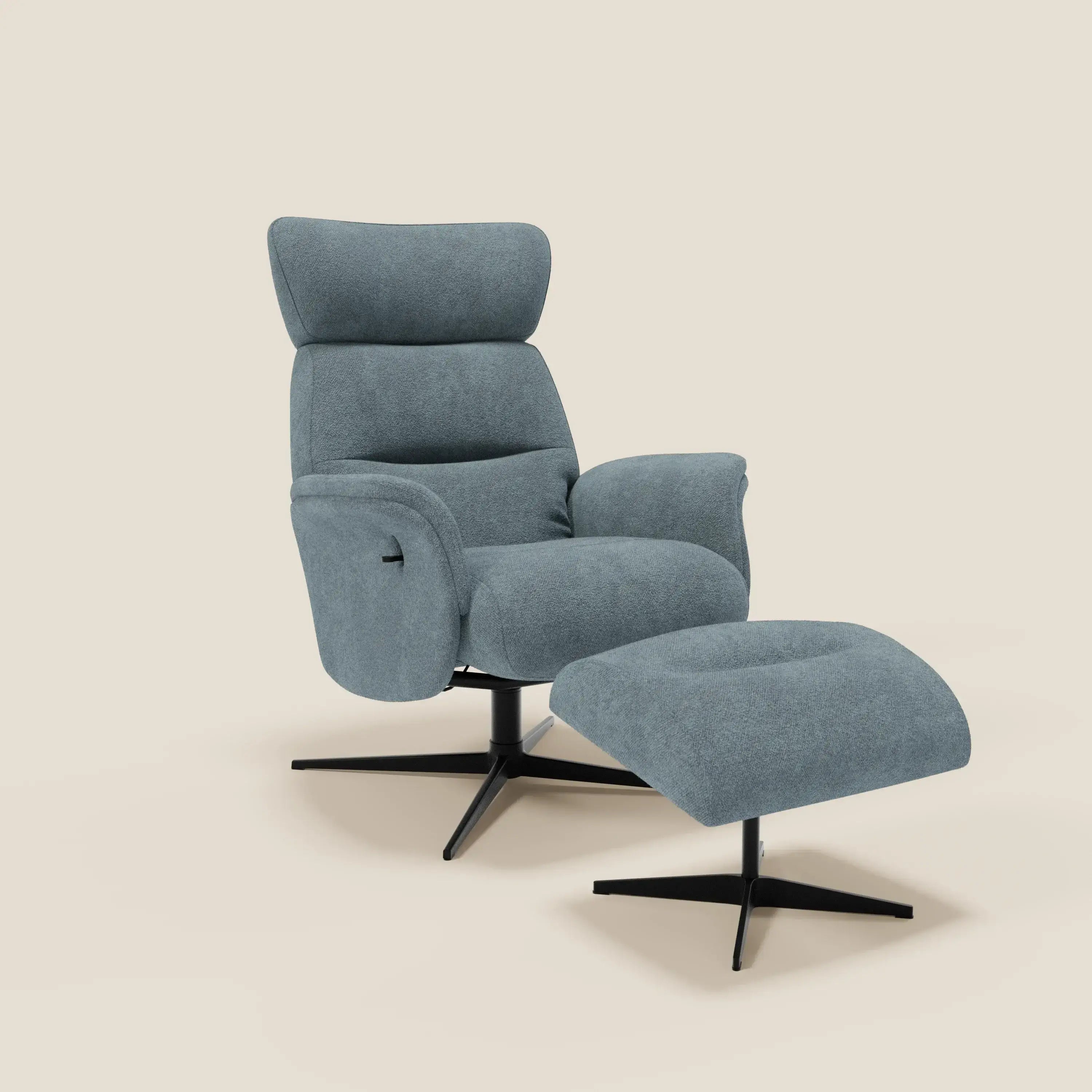 Lunor Fauteuil relax avec pouf en tissu bouclé imperméable T07