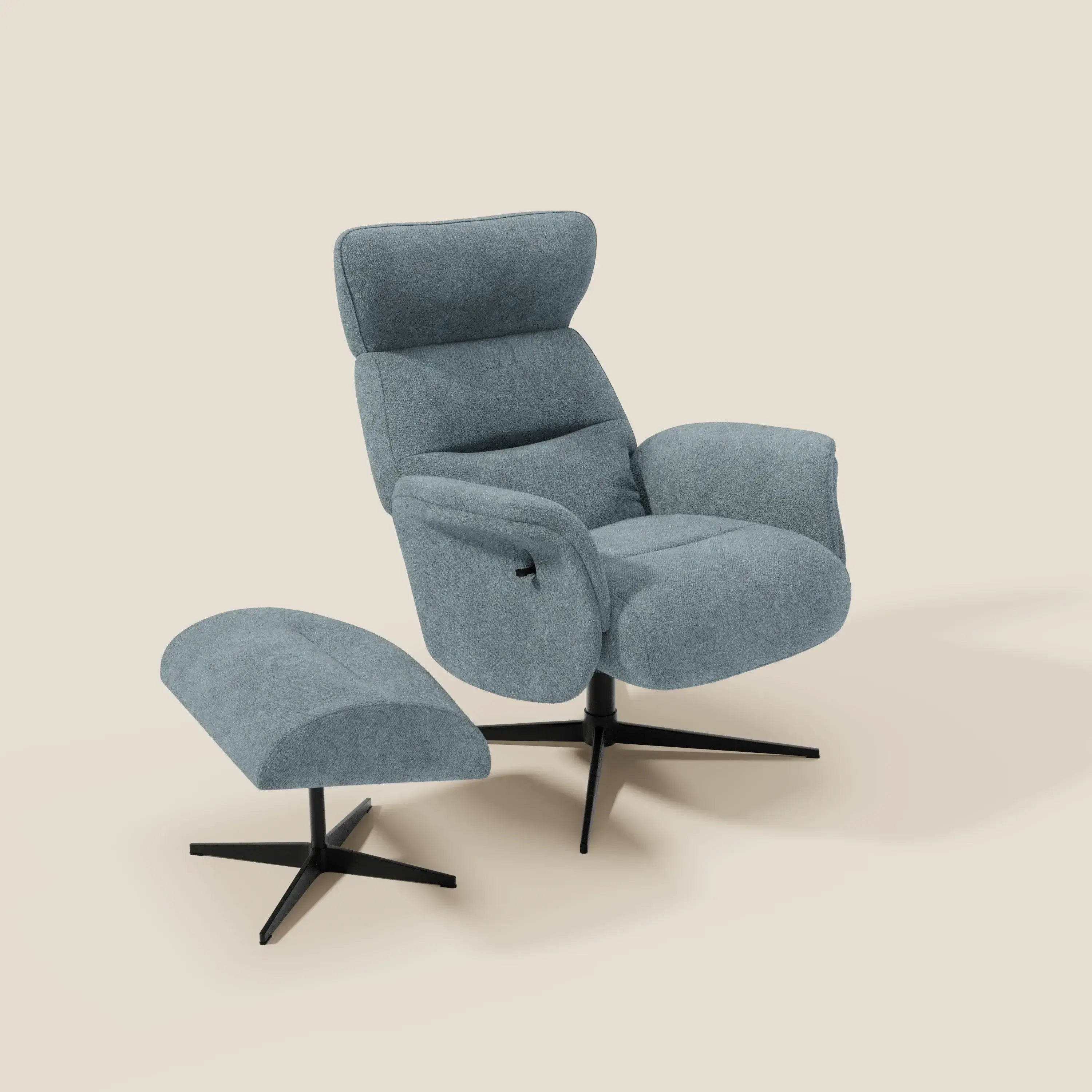 Lunor Fauteuil relax avec pouf en tissu bouclé imperméable T07