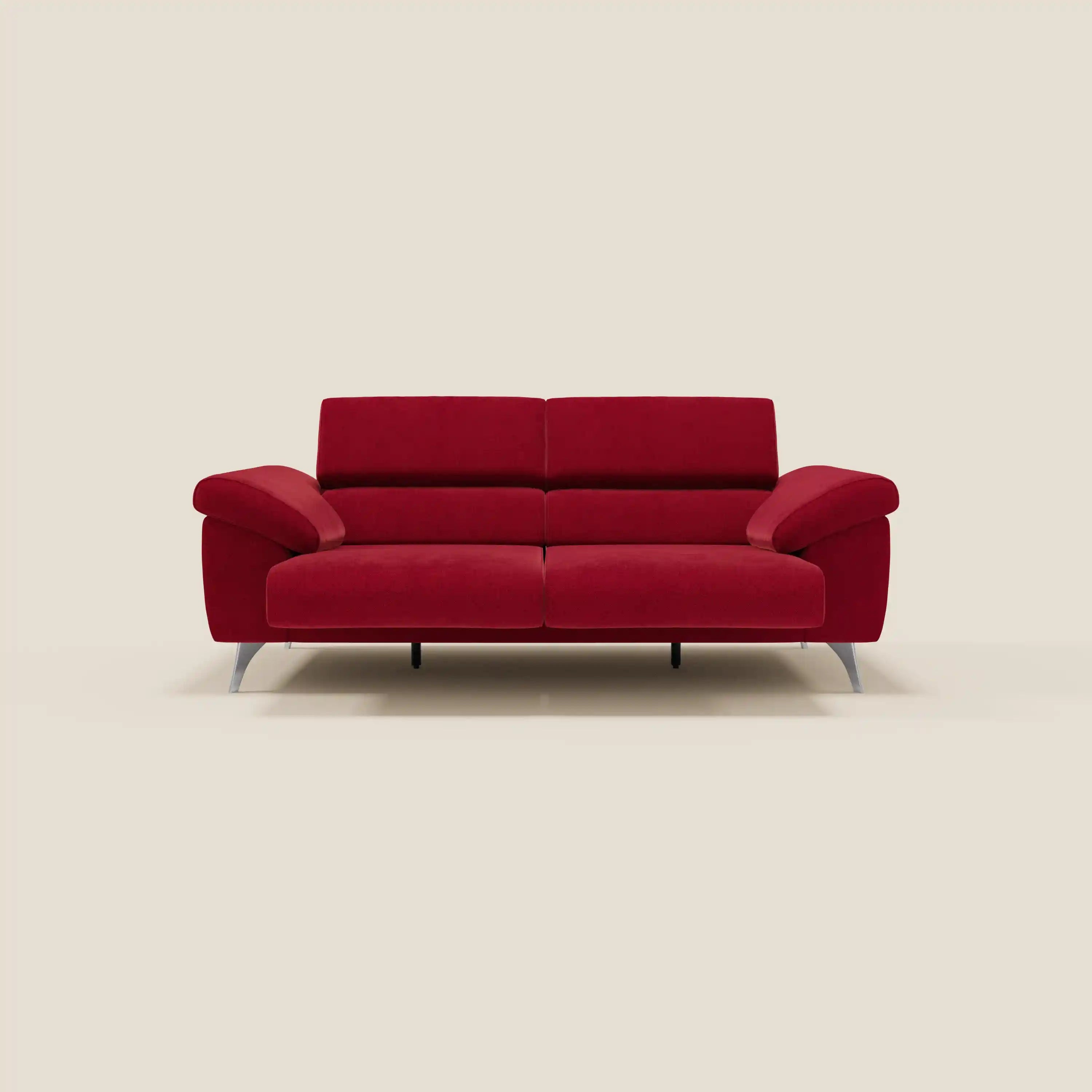 Donatello Canapé avec assises extensibles accoudoirs avec coffre et têtières inclinables en tissu détachable T23 bordeaux