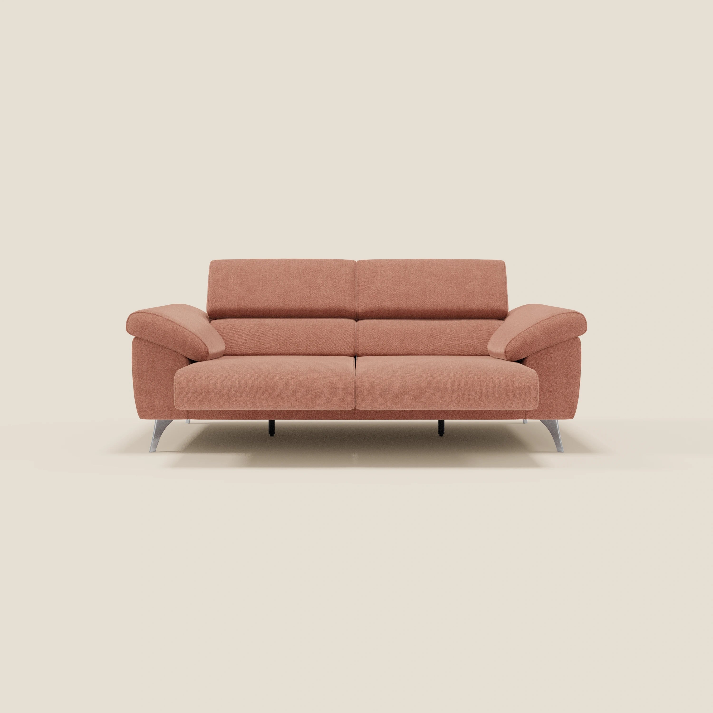 Donatello Canapé avec assises extensibles accoudoirs avec coffre et têtières inclinables en tissu détachable T23 pêche