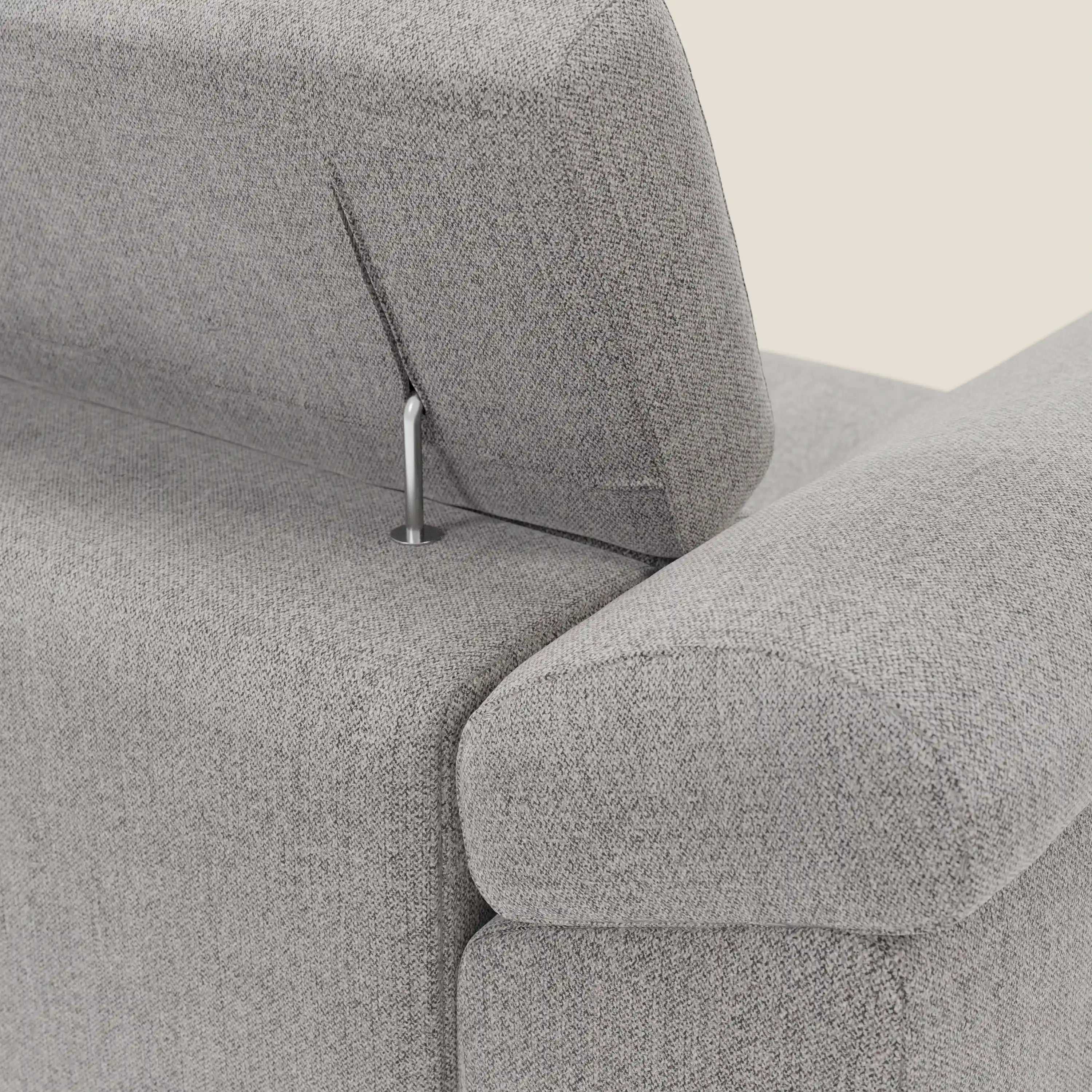 Donatello Canapé d'angle avec assises extensibles accoudoirs avec coffre et têtières en tissu détachable T23 gris