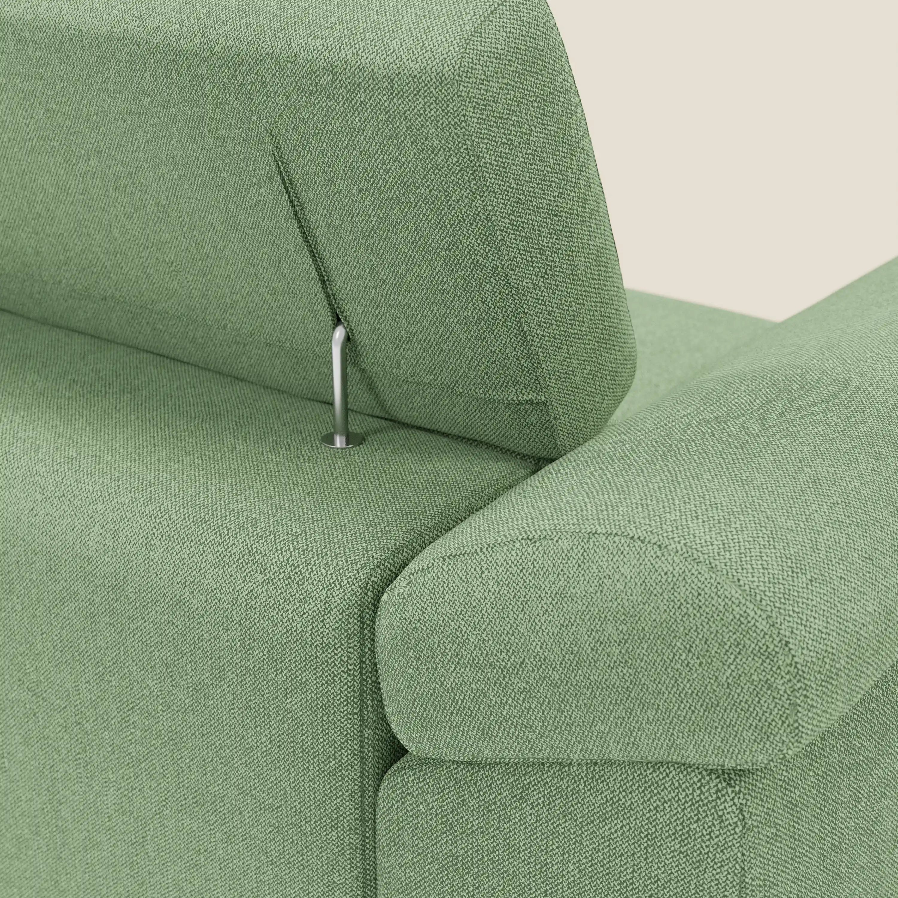 Donatello Canapé d'angle avec assises extensibles accoudoirs avec coffre et têtières en tissu détachable T23 vert menthe