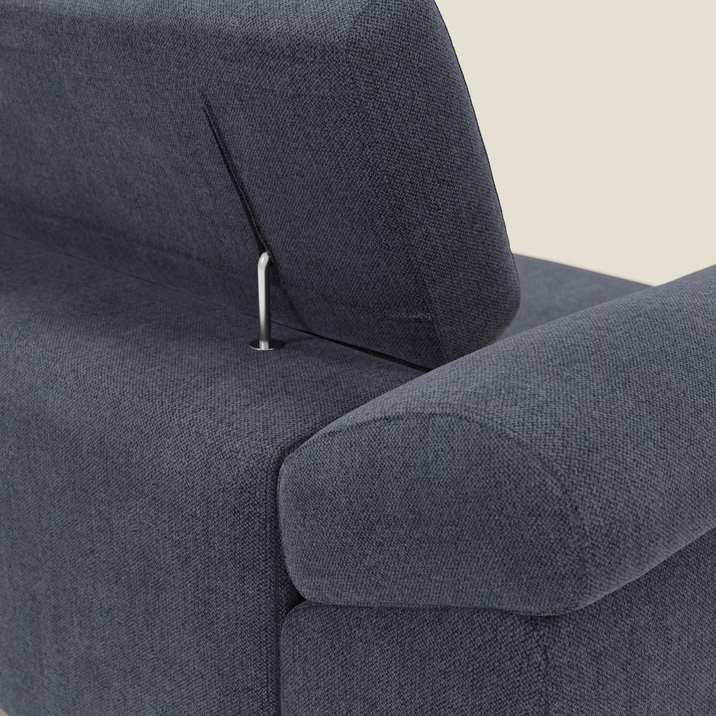 Donatello Canapé avec assises extensibles accoudoirs avec coffre et têtières inclinables en tissu détachable T23 bleu ardoise