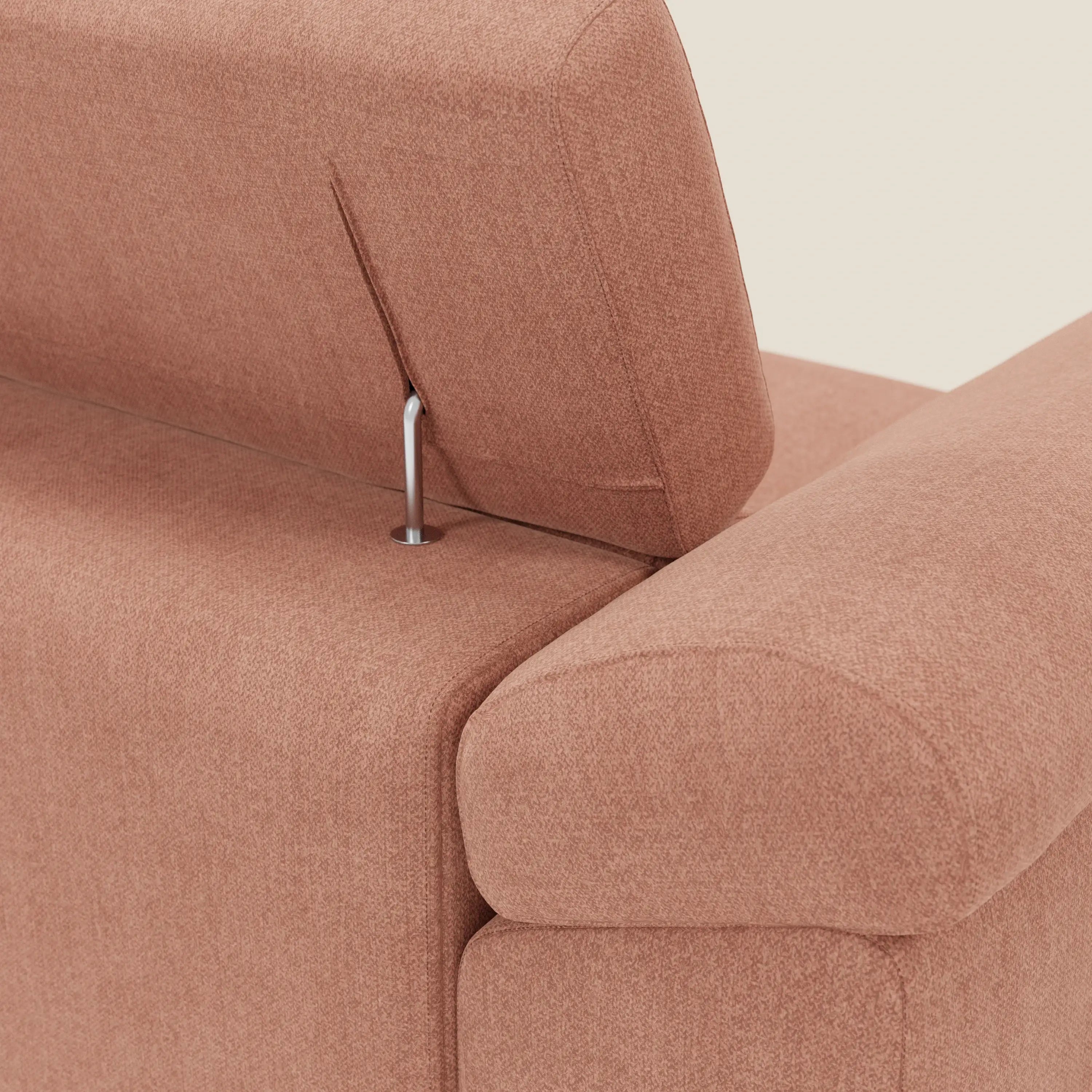 Donatello Canapé d'angle avec assises extensibles accoudoirs avec coffre et têtières en tissu détachable T23 pêche