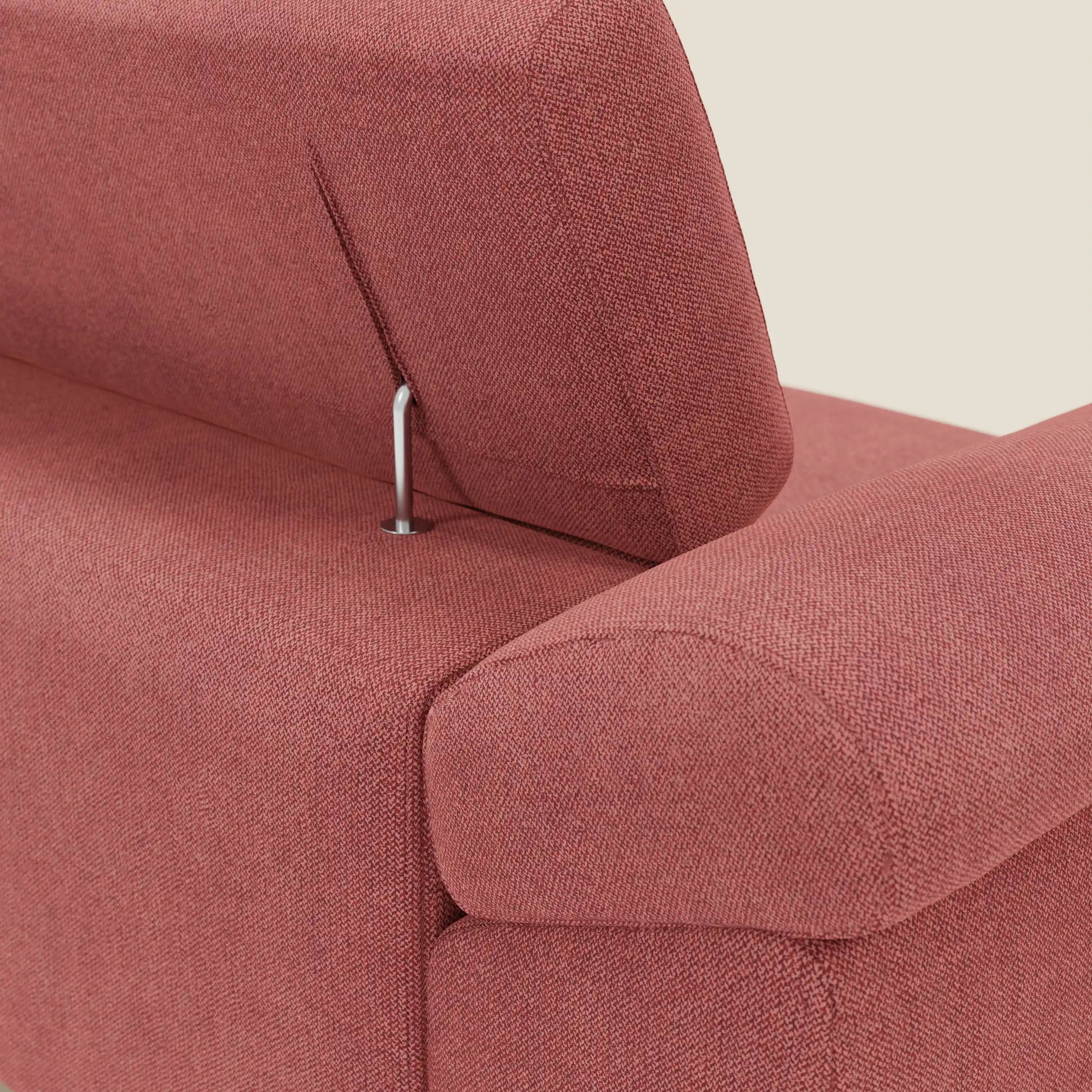 Donatello Canapé avec assises extensibles accoudoirs avec coffre et têtières inclinables en tissu détachable T23 rouge cerise