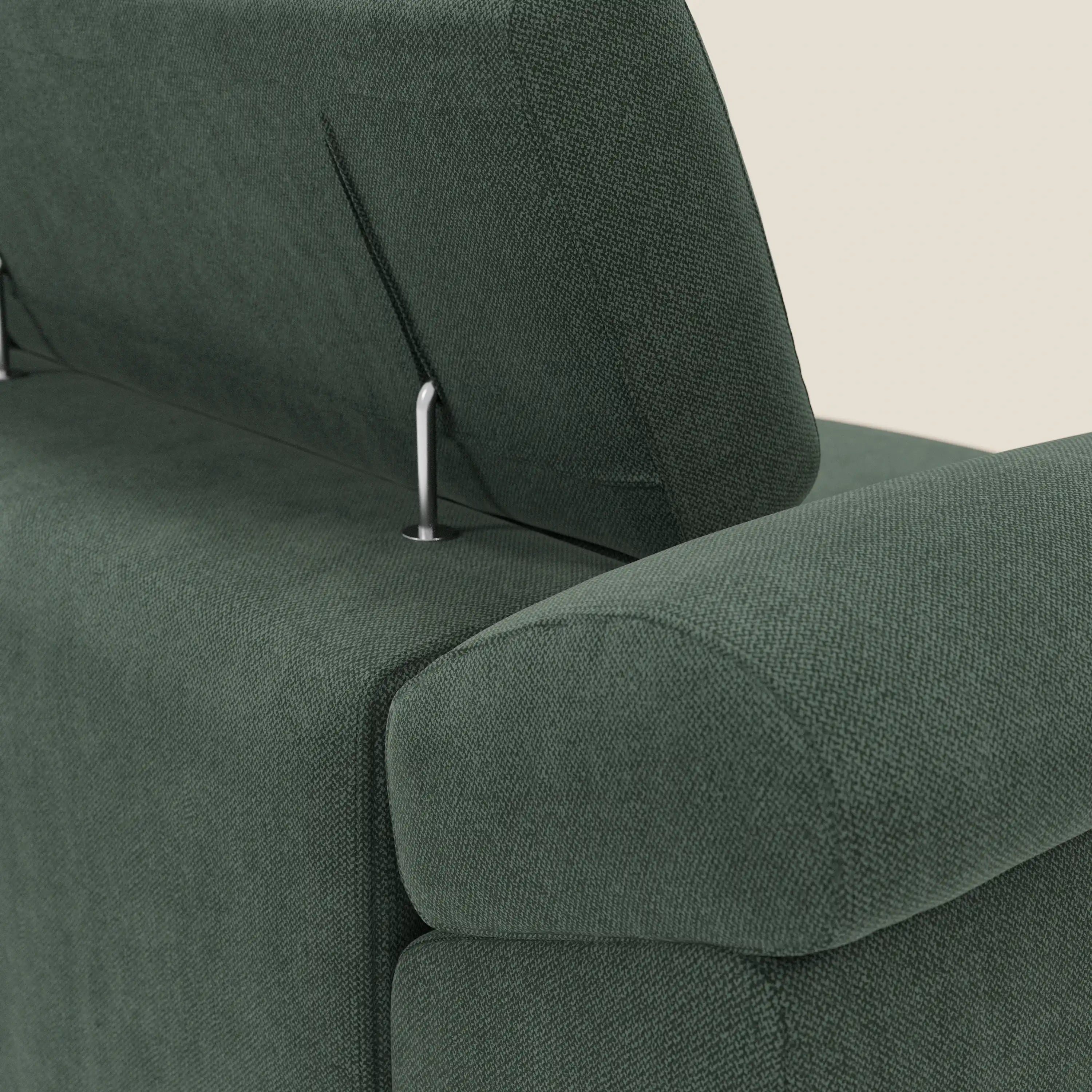 Donatello Canapé avec 3 assises extensibles accoudoirs avec coffre et têtières inclinables en tissu détachable T23 vert