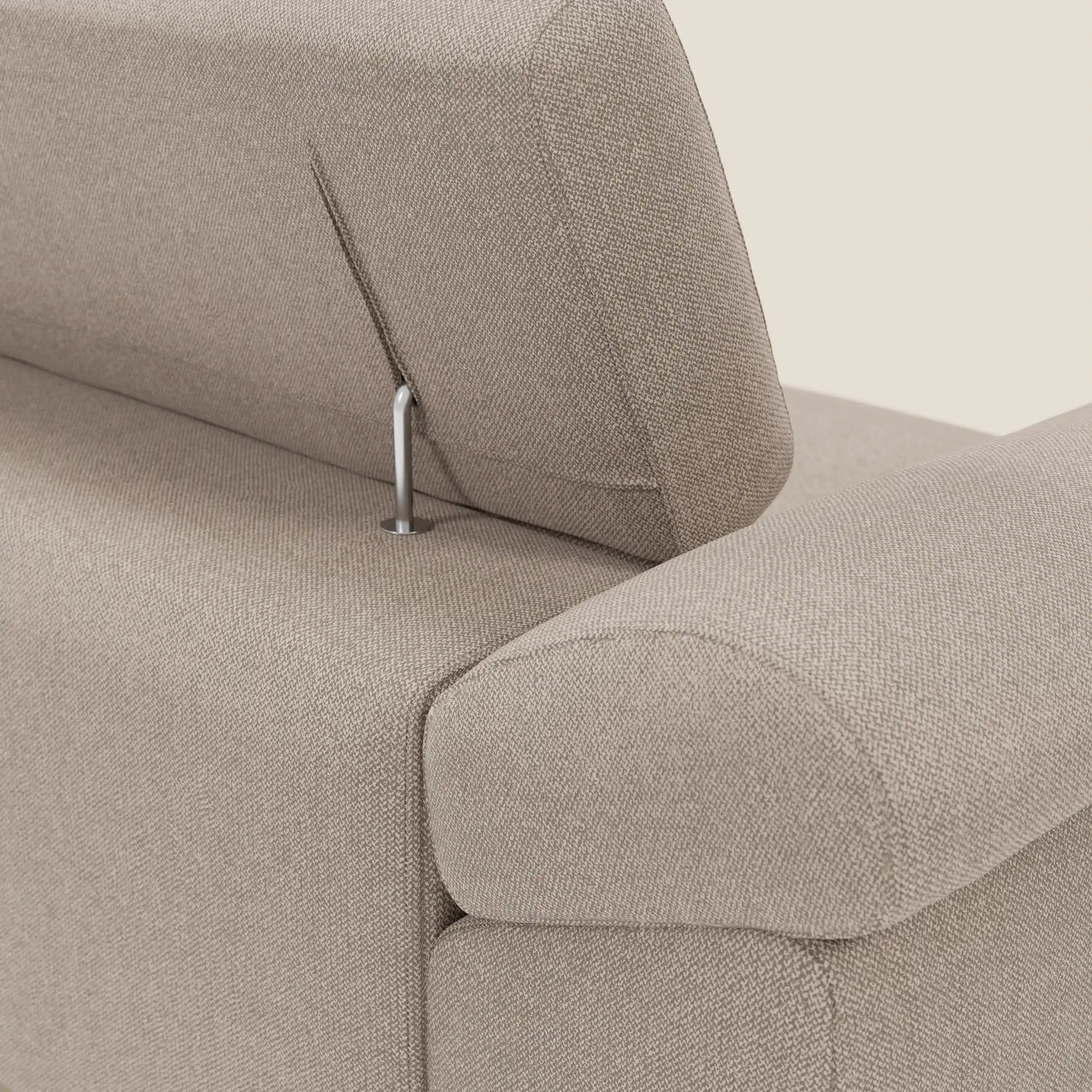 Donatello Canapé avec assises extensibles accoudoirs avec coffre et têtières inclinables en tissu détachable T23 tortora