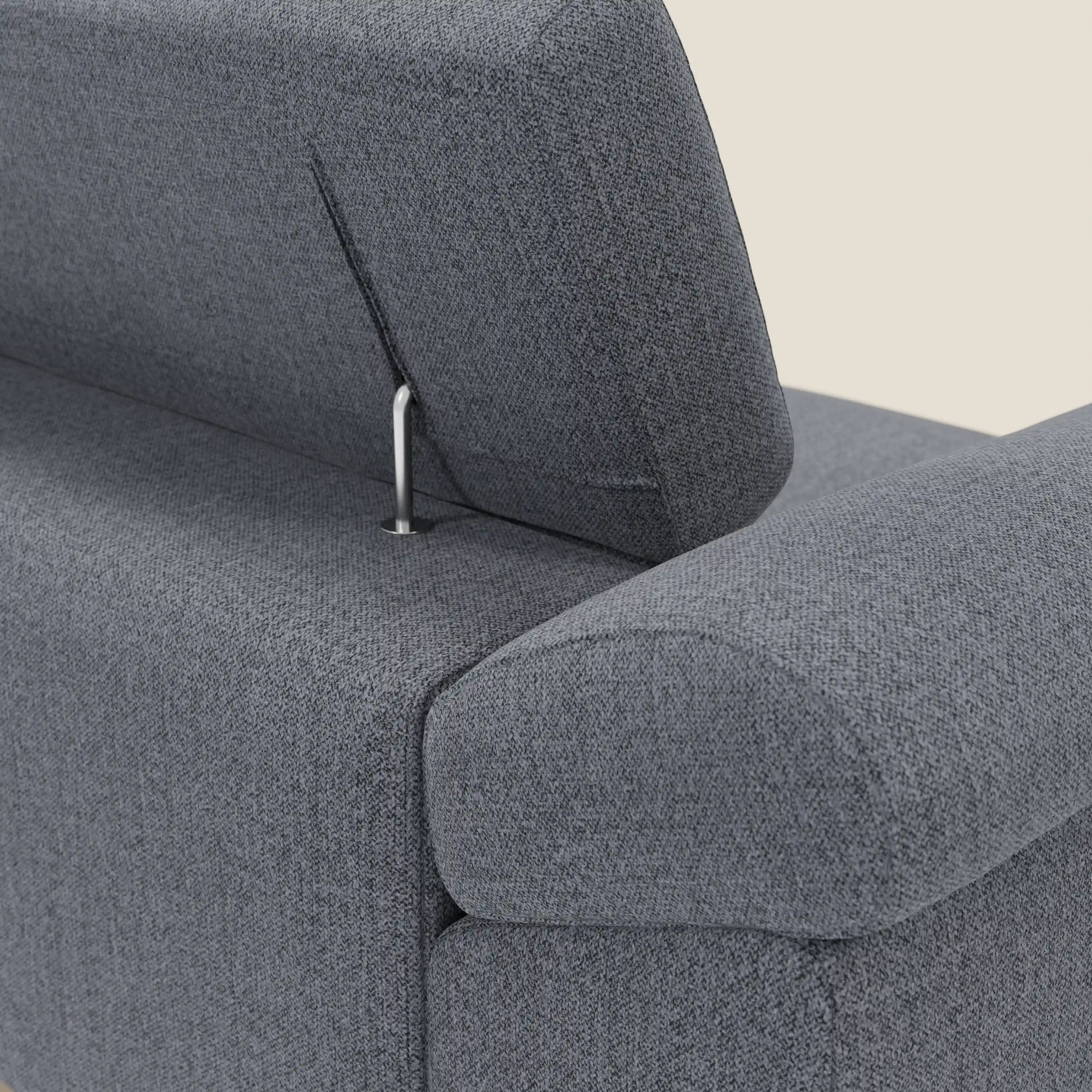 Donatello Canapé avec assises extensibles accoudoirs avec coffre et têtières inclinables en tissu détachable T23 bleu graphite