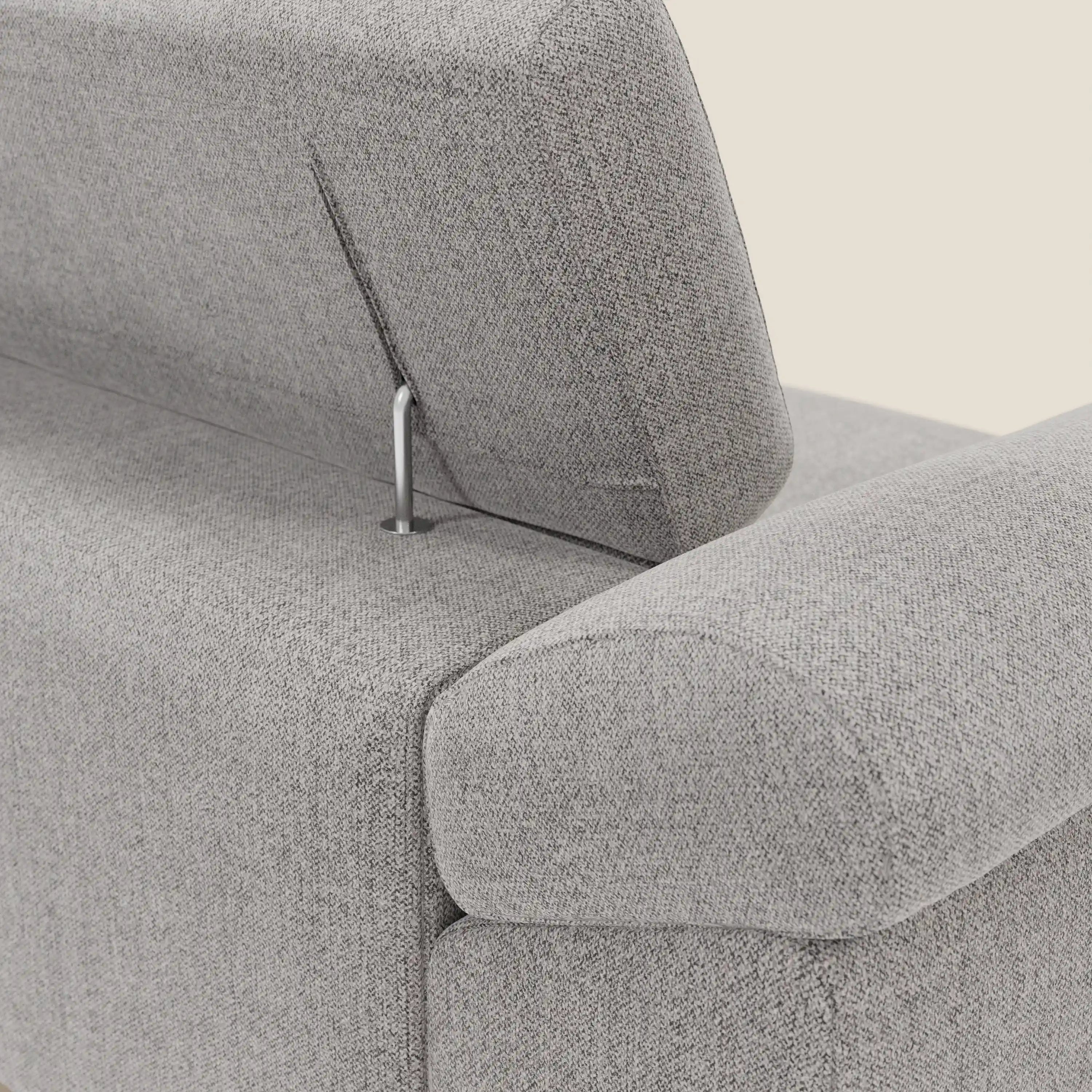 Donatello Canapé avec assises extensibles accoudoirs avec coffre et têtières inclinables en tissu détachable T23 gris