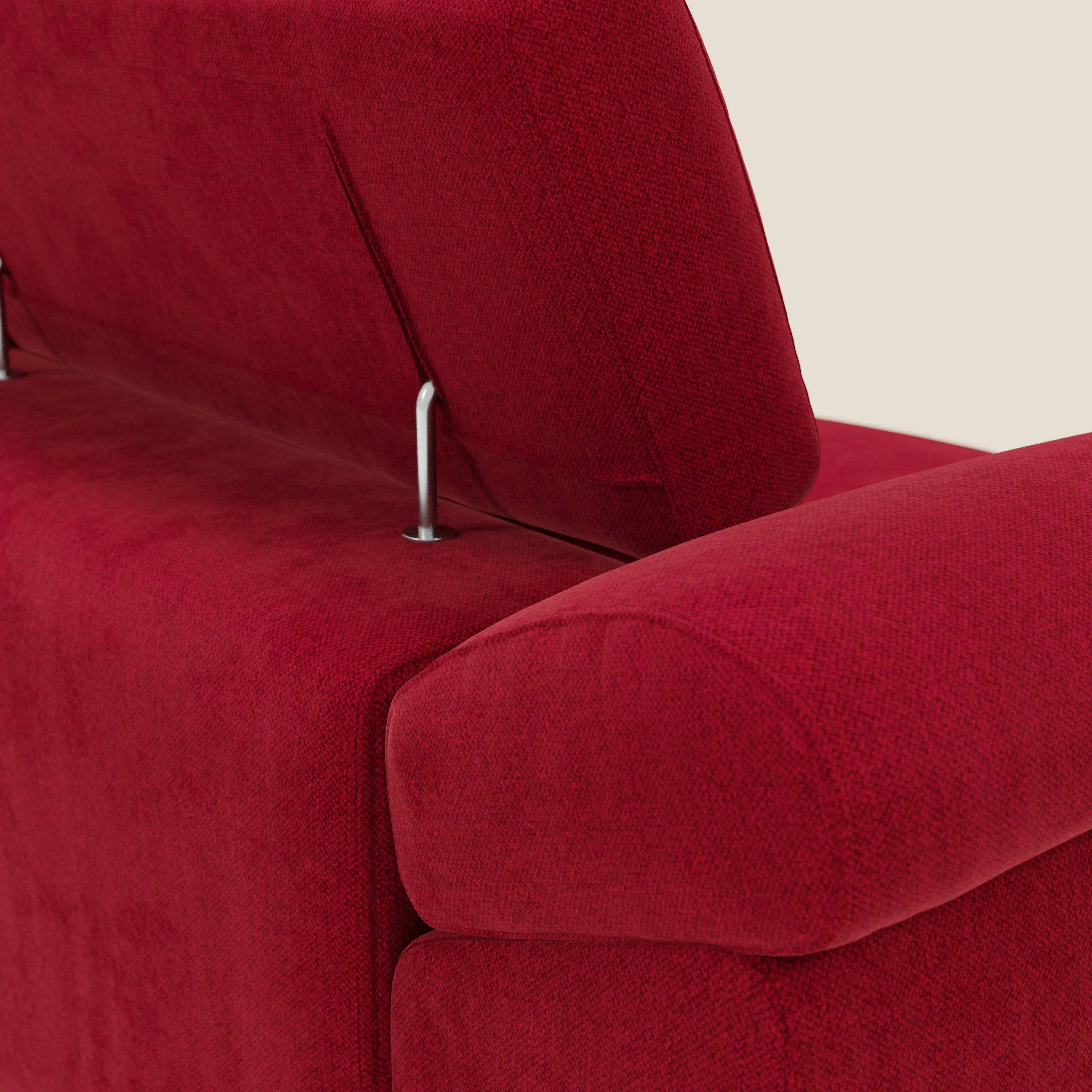 Donatello Canapé avec 3 assises extensibles accoudoirs avec coffre et têtières inclinables en tissu détachable T23 bordeaux