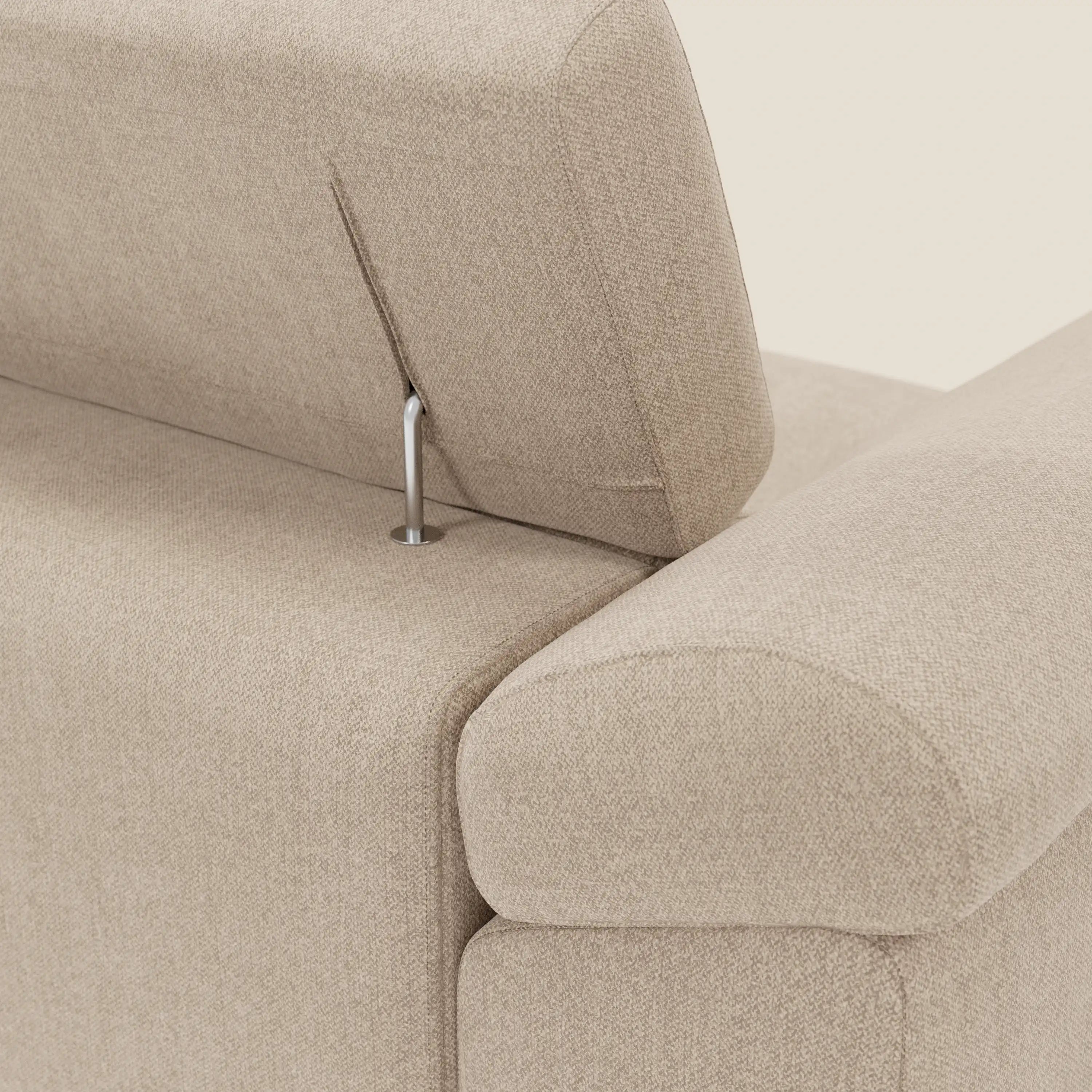 Donatello Canapé d'angle avec assises extensibles accoudoirs avec coffre et têtières en tissu détachable T23 beige