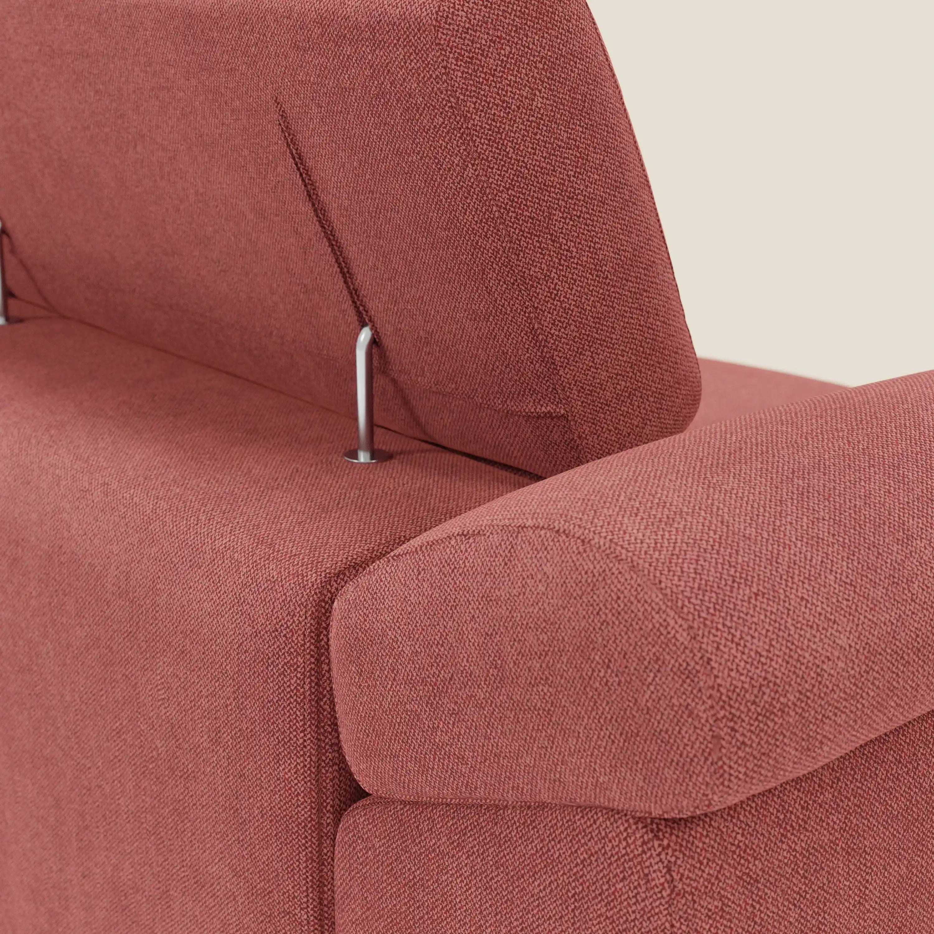 Donatello Canapé avec 3 assises extensibles accoudoirs avec coffre et têtières inclinables en tissu détachable T23 rouge cerise