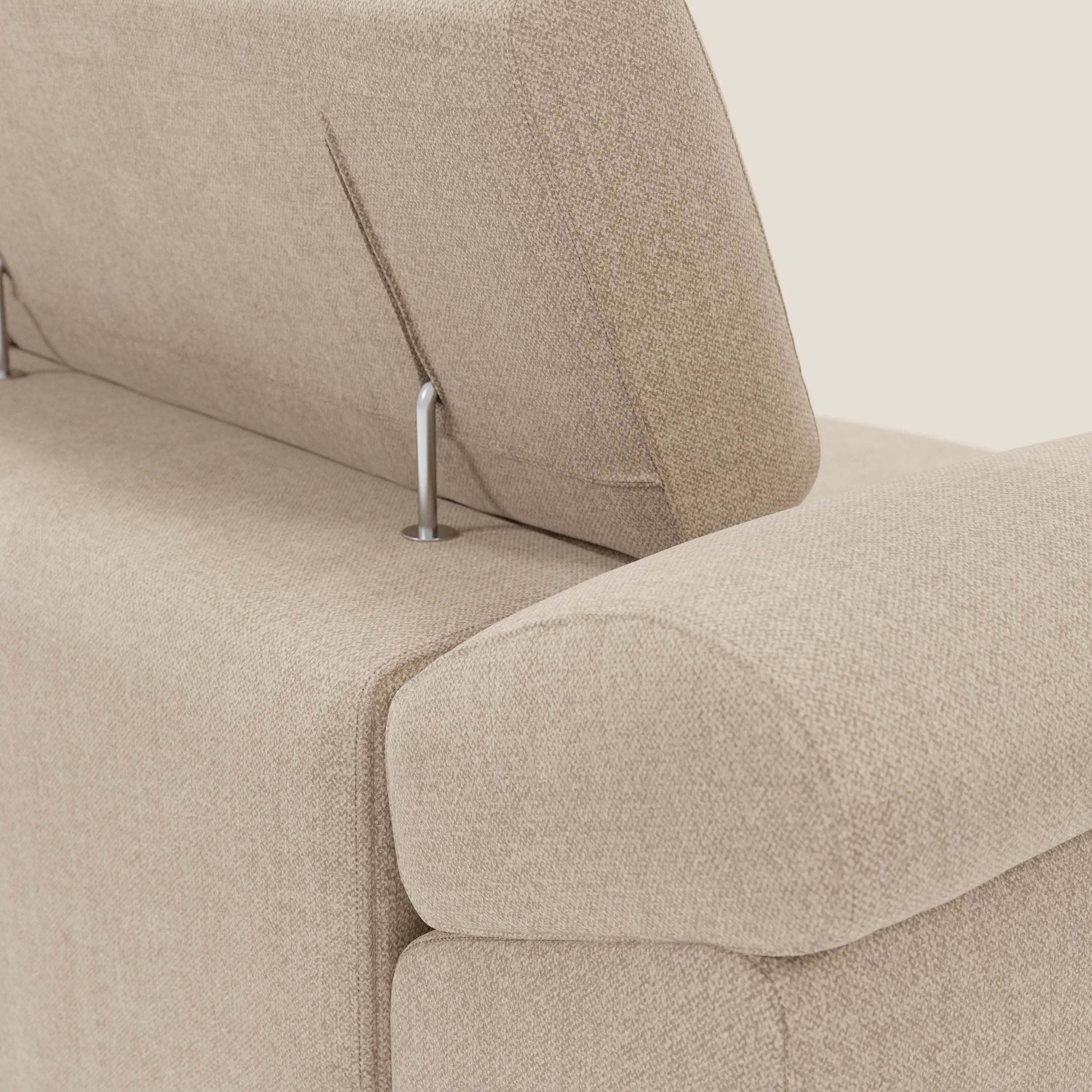 Donatello Canapé avec 3 assises extensibles accoudoirs avec coffre et têtières inclinables en tissu détachable T23 beige