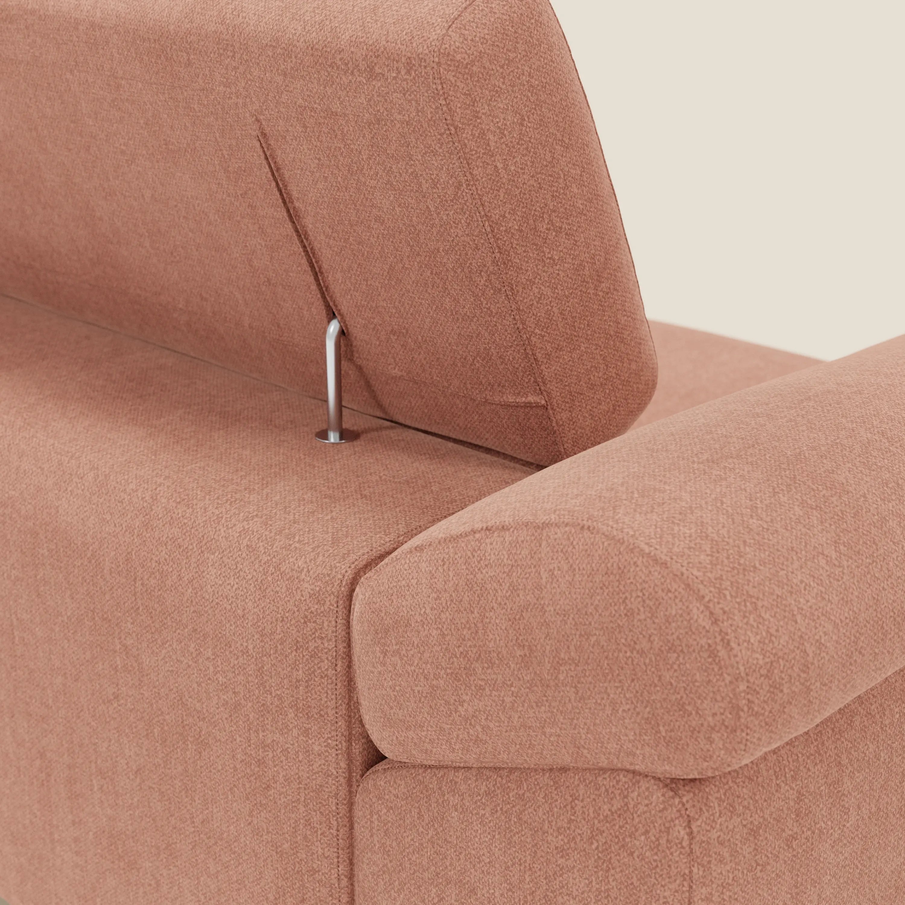 Donatello Canapé avec assises extensibles accoudoirs avec coffre et têtières inclinables en tissu détachable T23 pêche