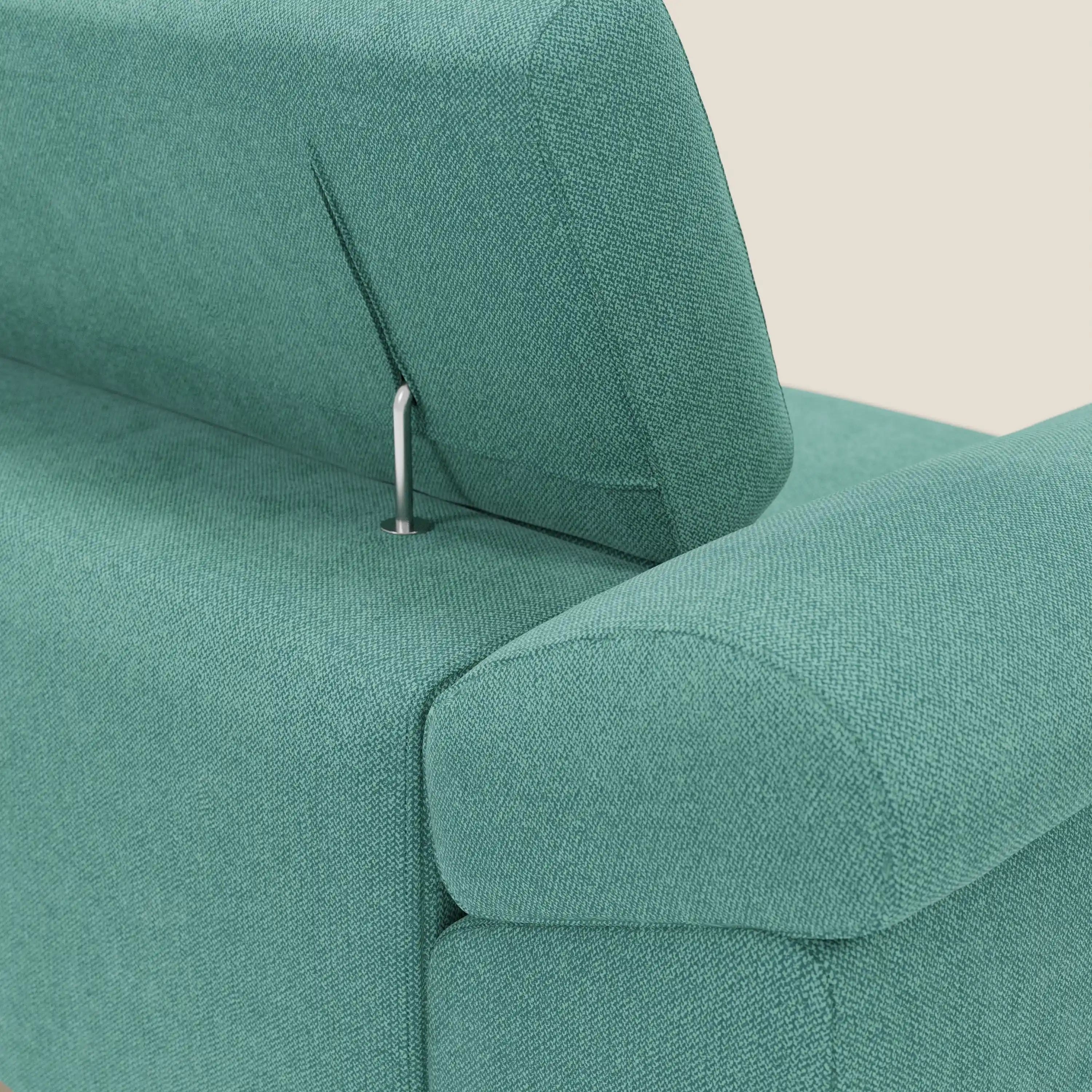 Donatello Canapé avec assises extensibles accoudoirs avec coffre et têtières inclinables en tissu détachable T23 vert aquamarine