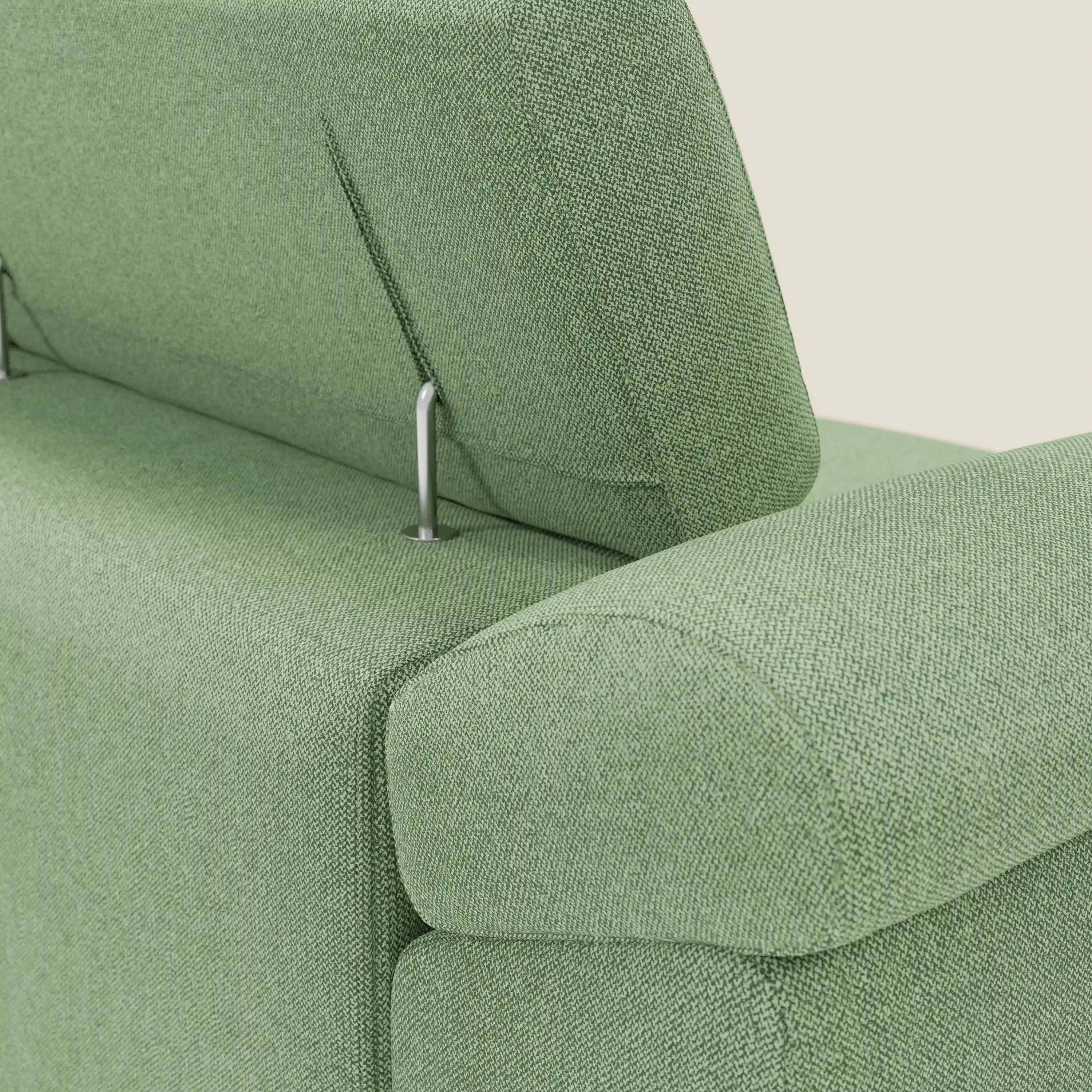 Donatello Canapé avec 3 assises extensibles accoudoirs avec coffre et têtières inclinables en tissu détachable T23 vert menthe