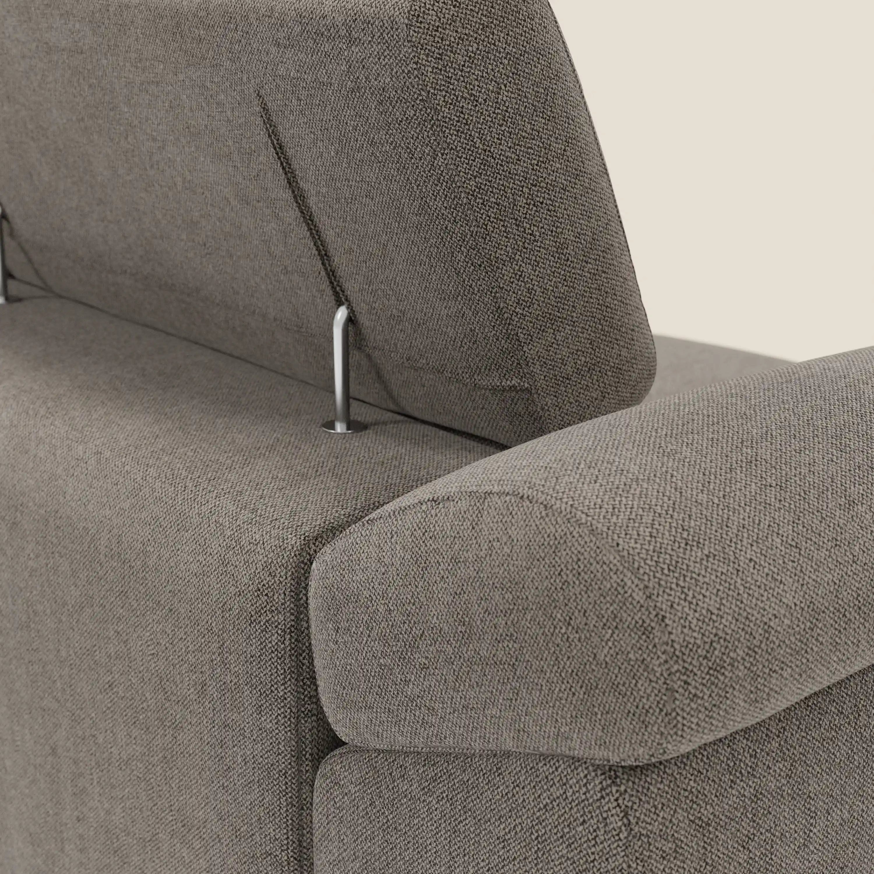 Donatello Canapé avec 3 assises extensibles accoudoirs avec coffre et têtières inclinables en tissu détachable T23 taupe