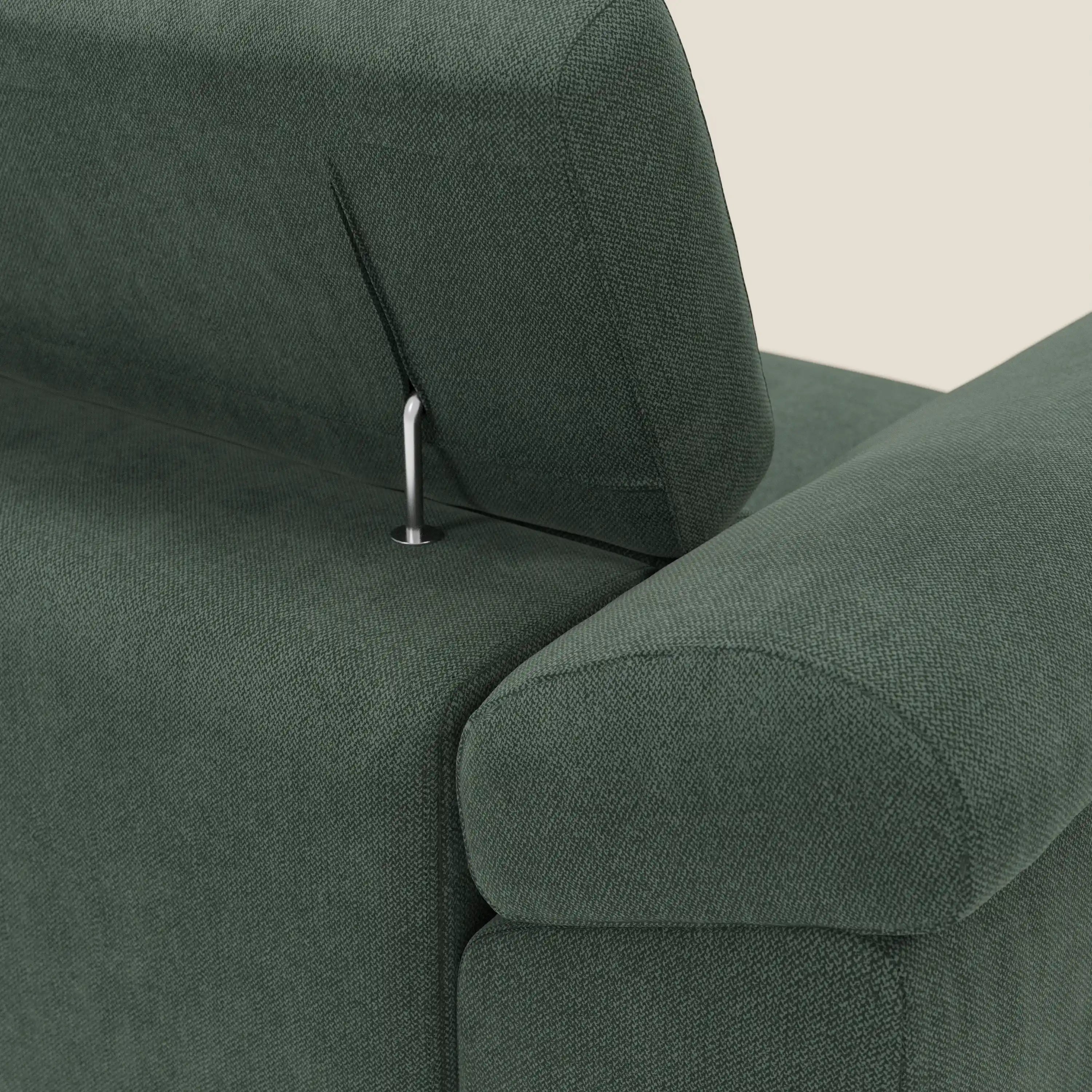 Donatello Canapé d'angle avec assises extensibles accoudoirs avec coffre et têtières en tissu détachable T23 vert