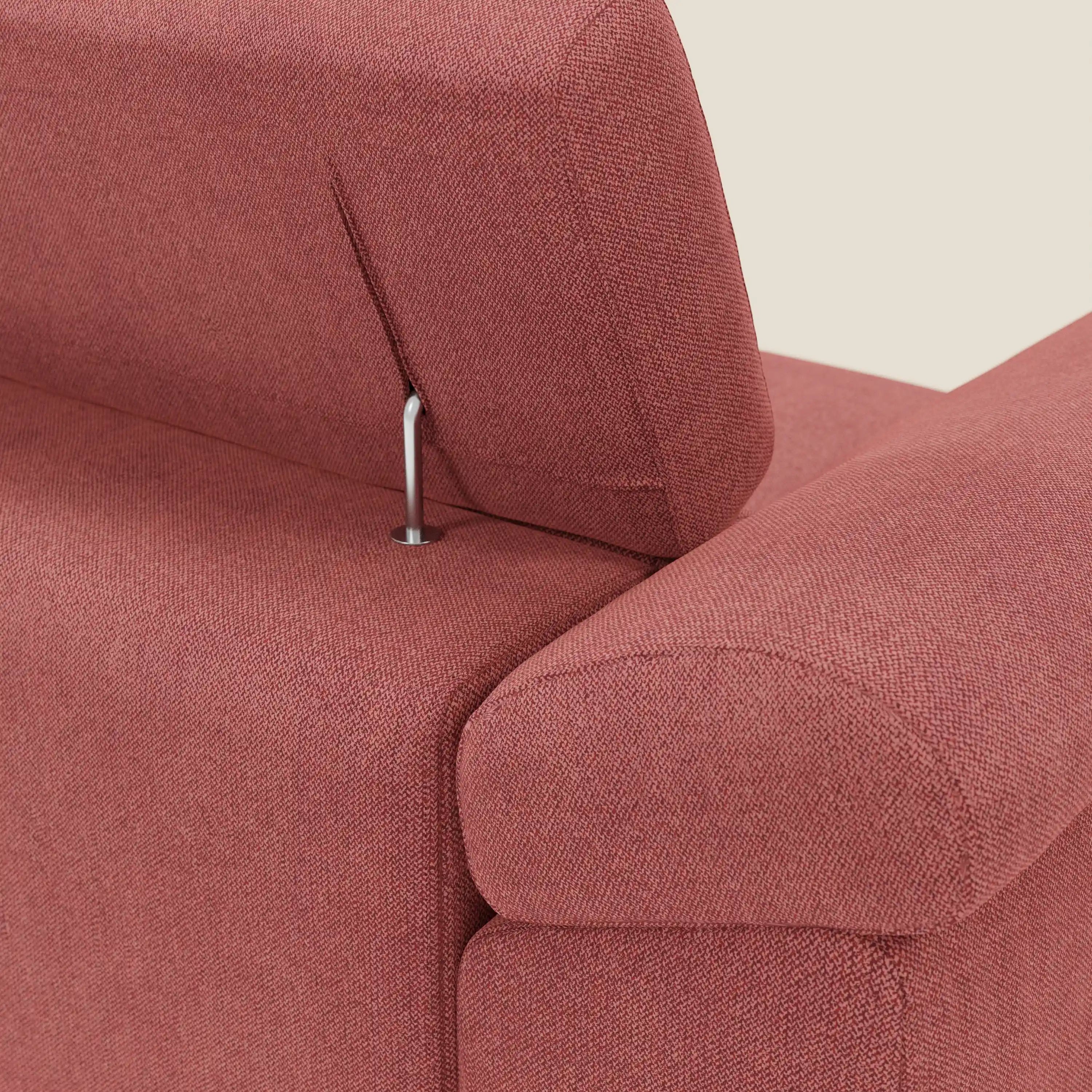 Donatello Canapé d'angle avec assises extensibles accoudoirs avec coffre et têtières en tissu détachable T23 rouge cerise