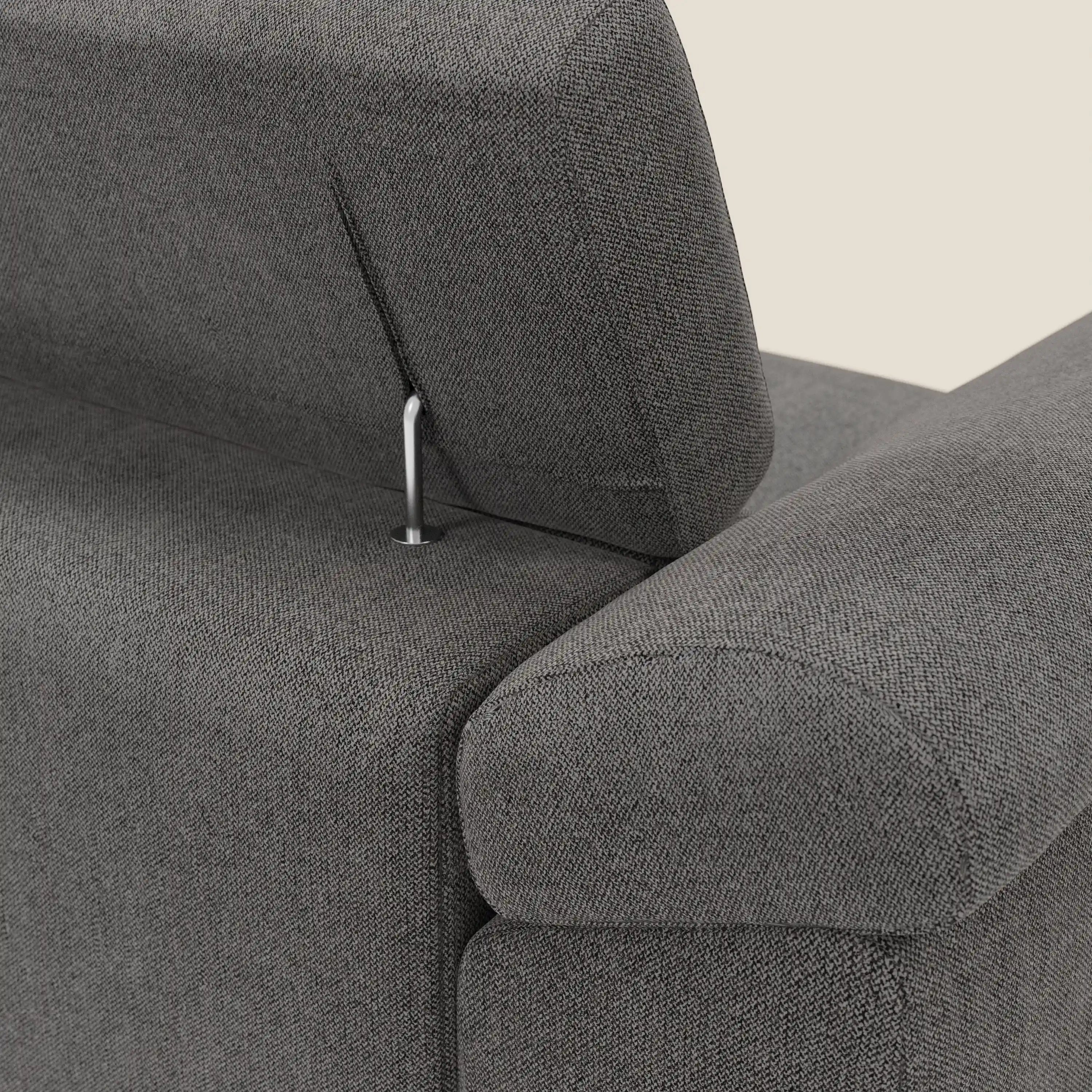 Donatello Canapé d'angle avec assises extensibles accoudoirs avec coffre et têtières en tissu détachable T23 anthracite