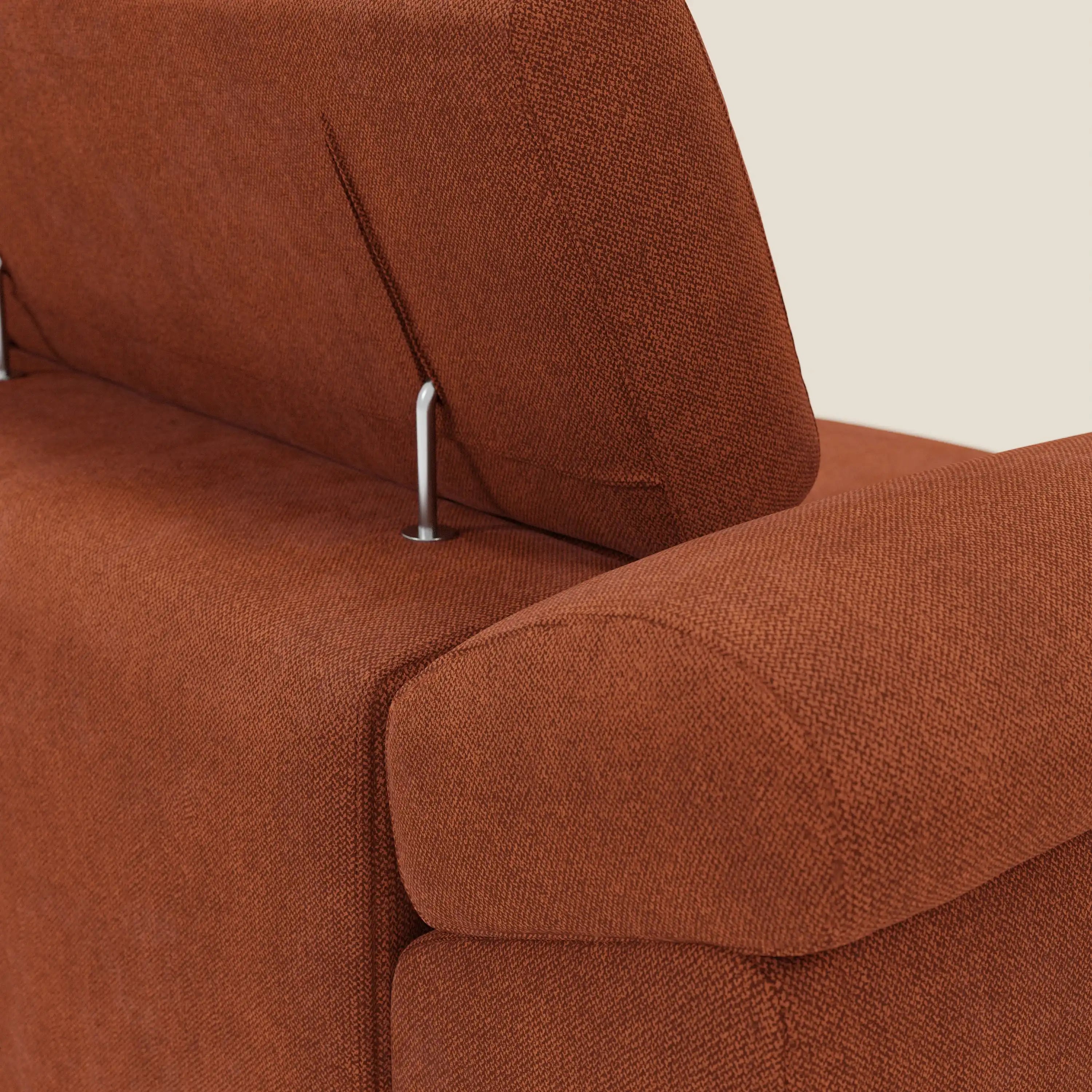 Donatello Canapé avec 3 assises extensibles accoudoirs avec coffre et têtières inclinables en tissu détachable T23 orange rouille